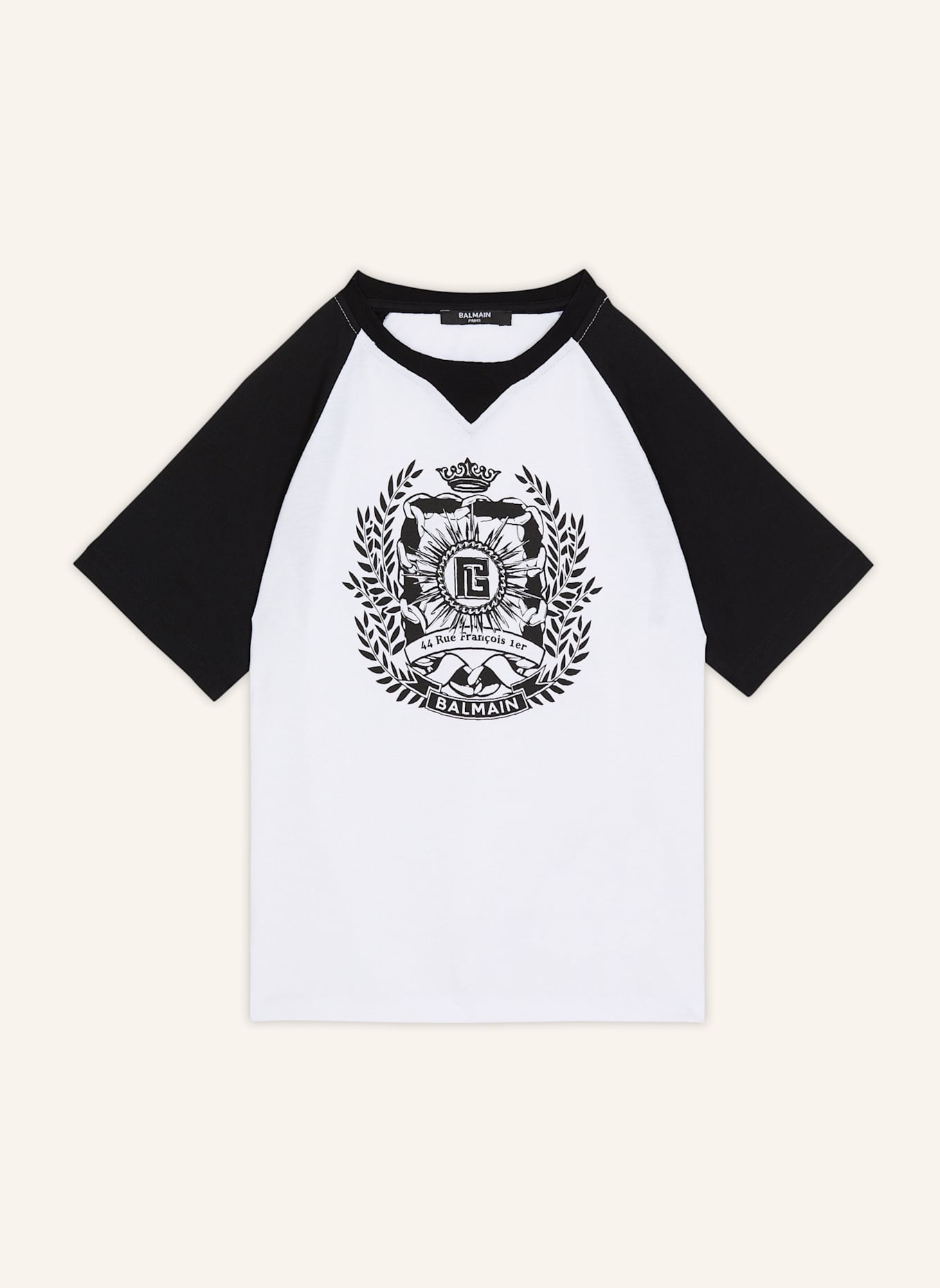 BALMAIN T-Shirt mit Écusson-Print: WEISS