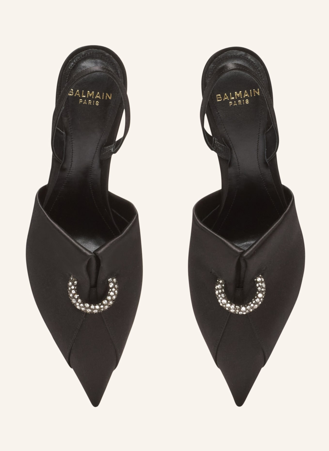 BALMAIN Pumps aus Satin mit Piercing: SCHWARZ