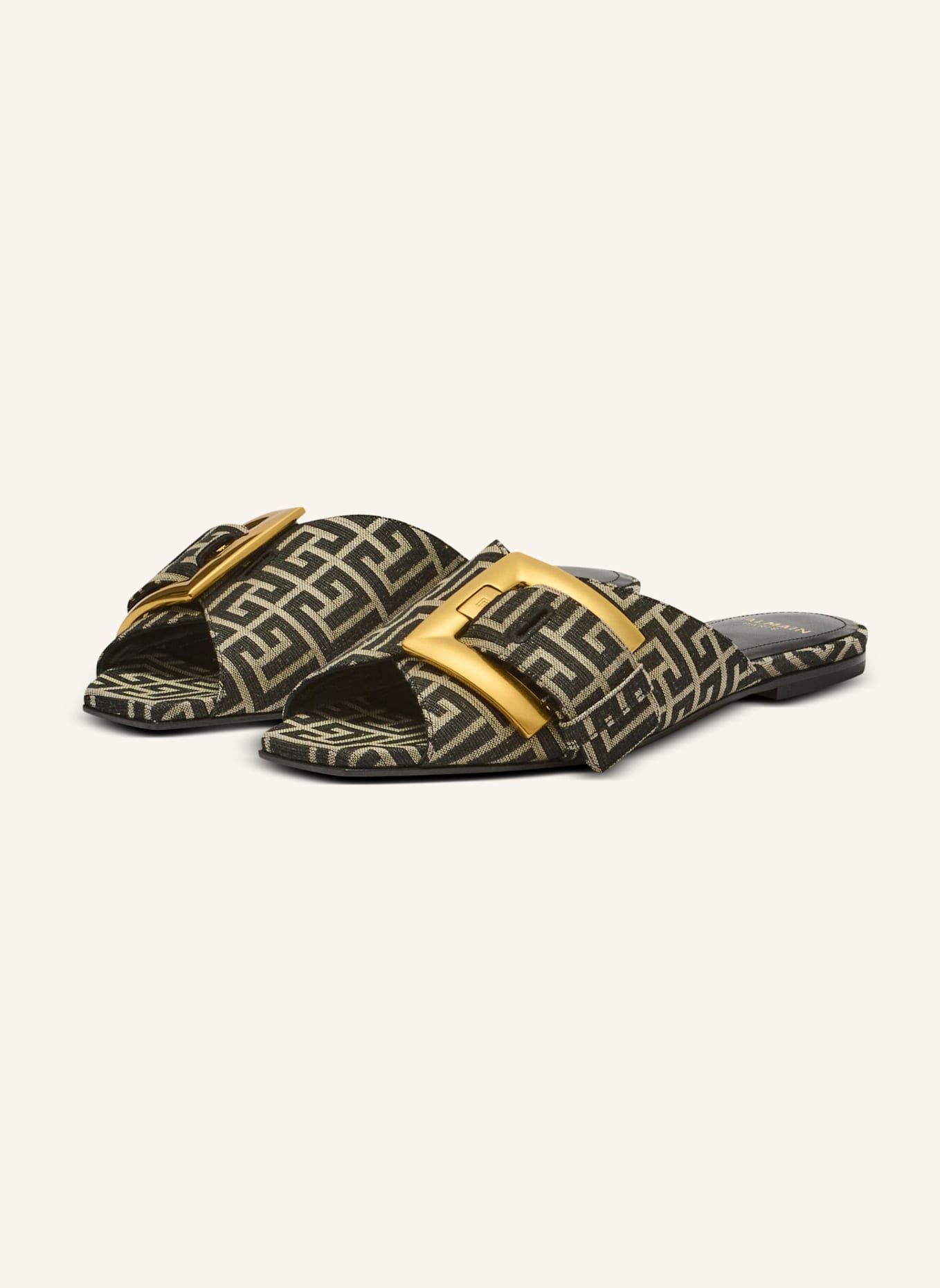 BALMAIN Flache Sandalen Anthem aus Monogramm-Jacquard: SCHWARZ
