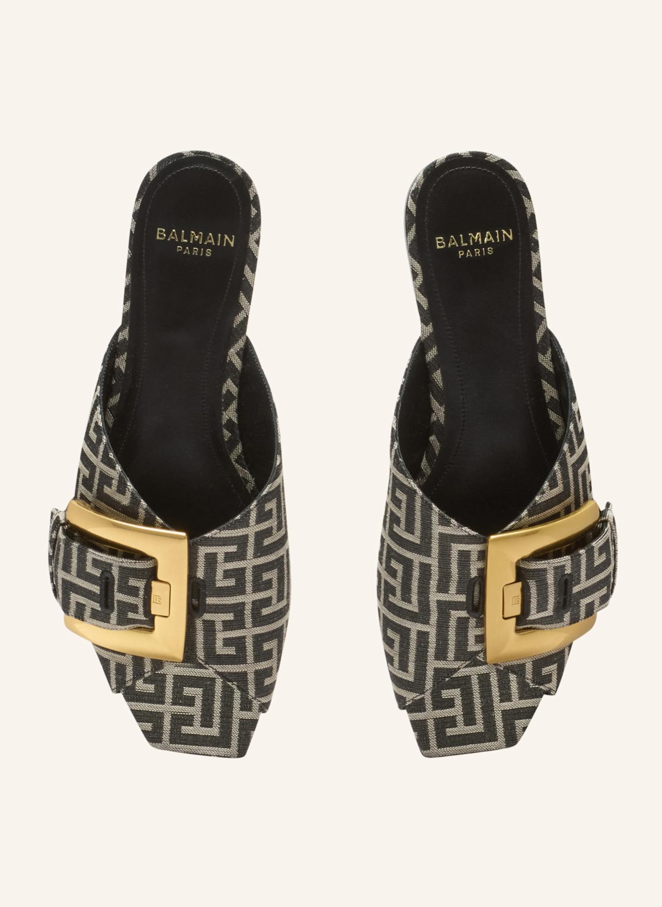 BALMAIN Flache Sandalen Anthem aus Monogramm-Jacquard: SCHWARZ