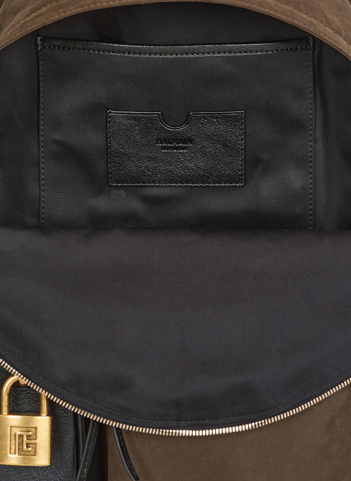 BALMAIN Rucksack Pulse aus Kalbsleder und Nylon: GRÜN