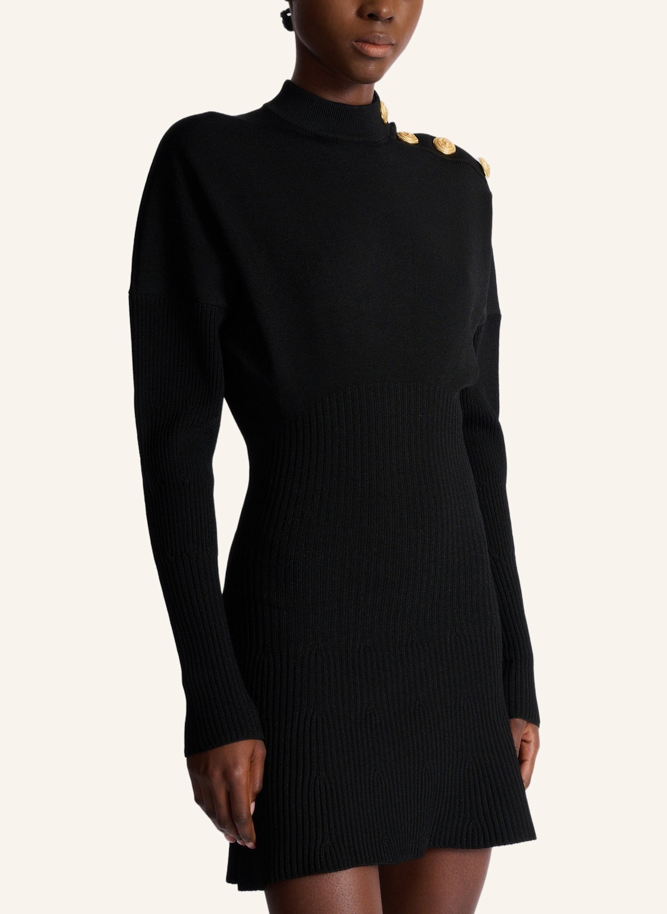 BALMAIN Kurzes, ausgestelltes Kleid: SCHWARZ