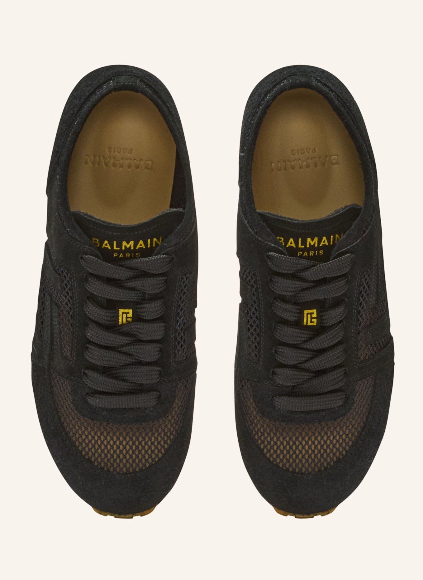 BALMAIN Sneakers Racer 45 aus Kalbsleder, Wildleder und Nylon: SCHWARZ