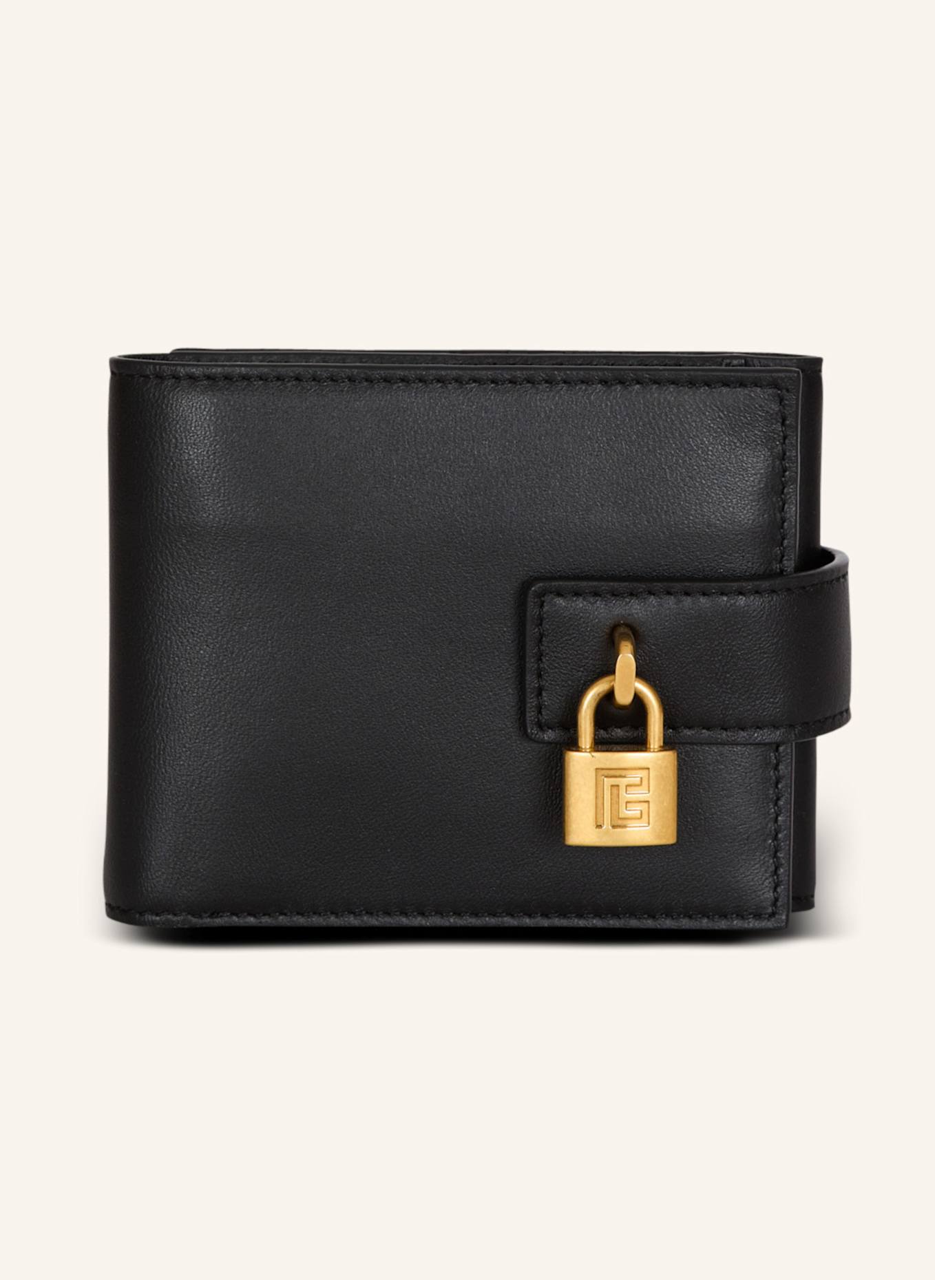 BALMAIN Brieftasche Trifold Pulse aus Lammleder: SCHWARZ