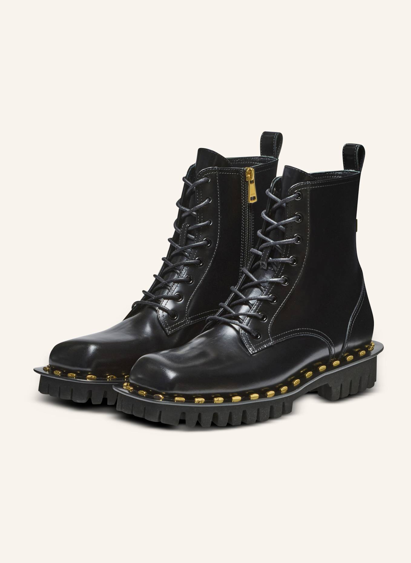 BALMAIN Rangerstiefel aus Lackleder: SCHWARZ
