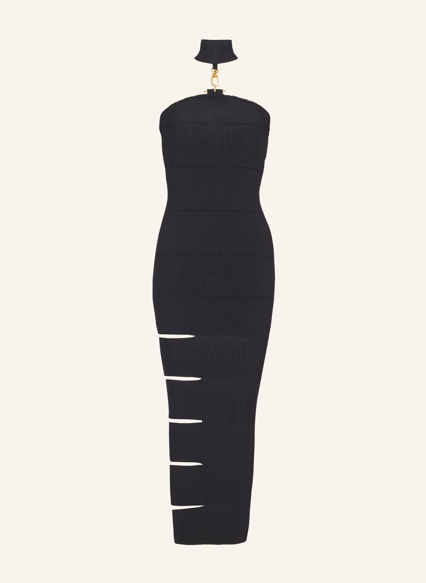BALMAIN Langes, ärmelloses Kleid mit Schmuckdetail: SCHWARZ