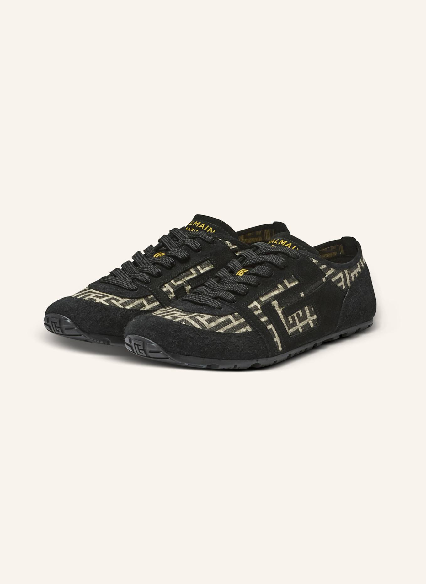 BALMAIN Sneakers Racer 45 aus Monogramm-Jacquard: SCHWARZ