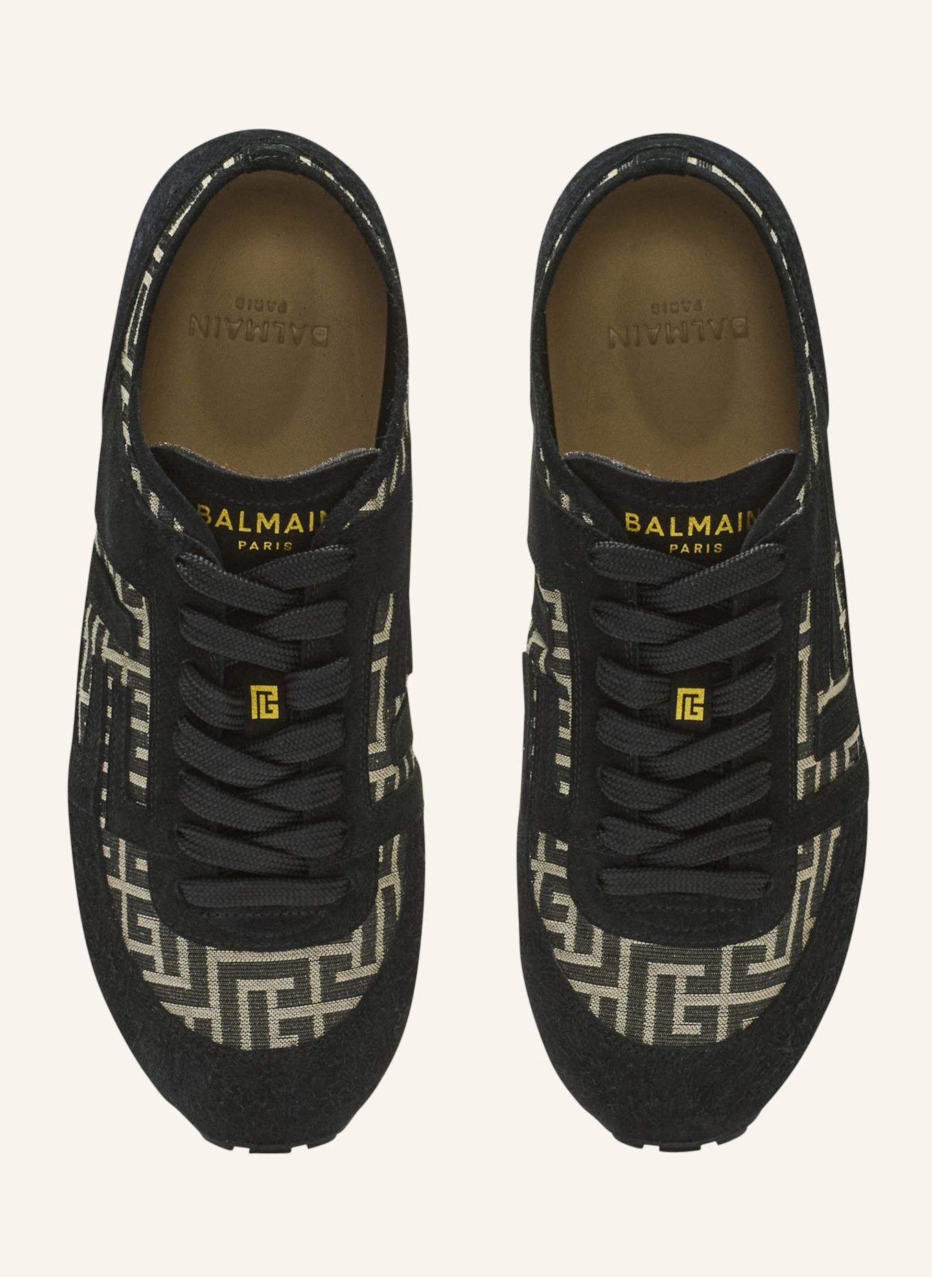 BALMAIN Sneakers Racer 45 aus Monogramm-Jacquard: SCHWARZ
