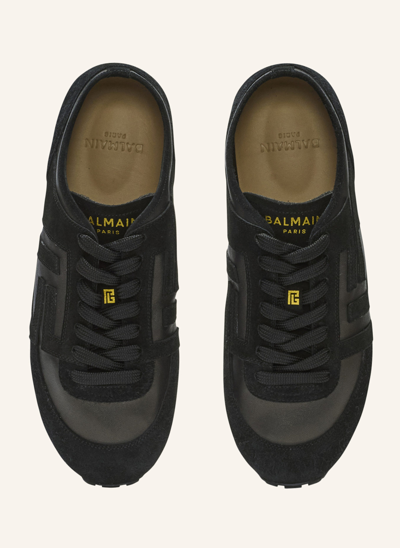 BALMAIN Sneakers Racer 45 aus Wildleder und Lammleder: SCHWARZ