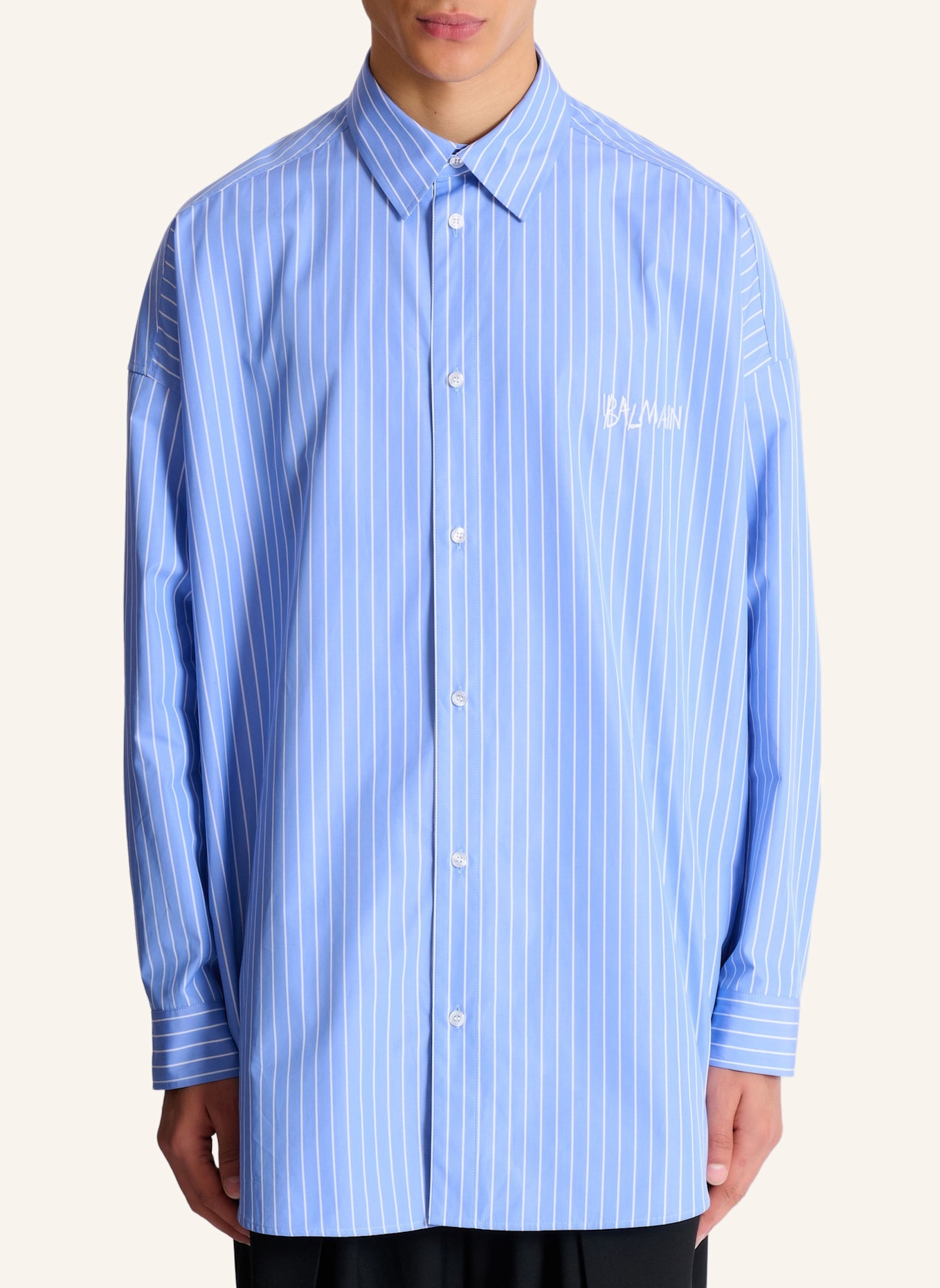 BALMAIN Lässiges, gestreiftes Hemd: BLAU