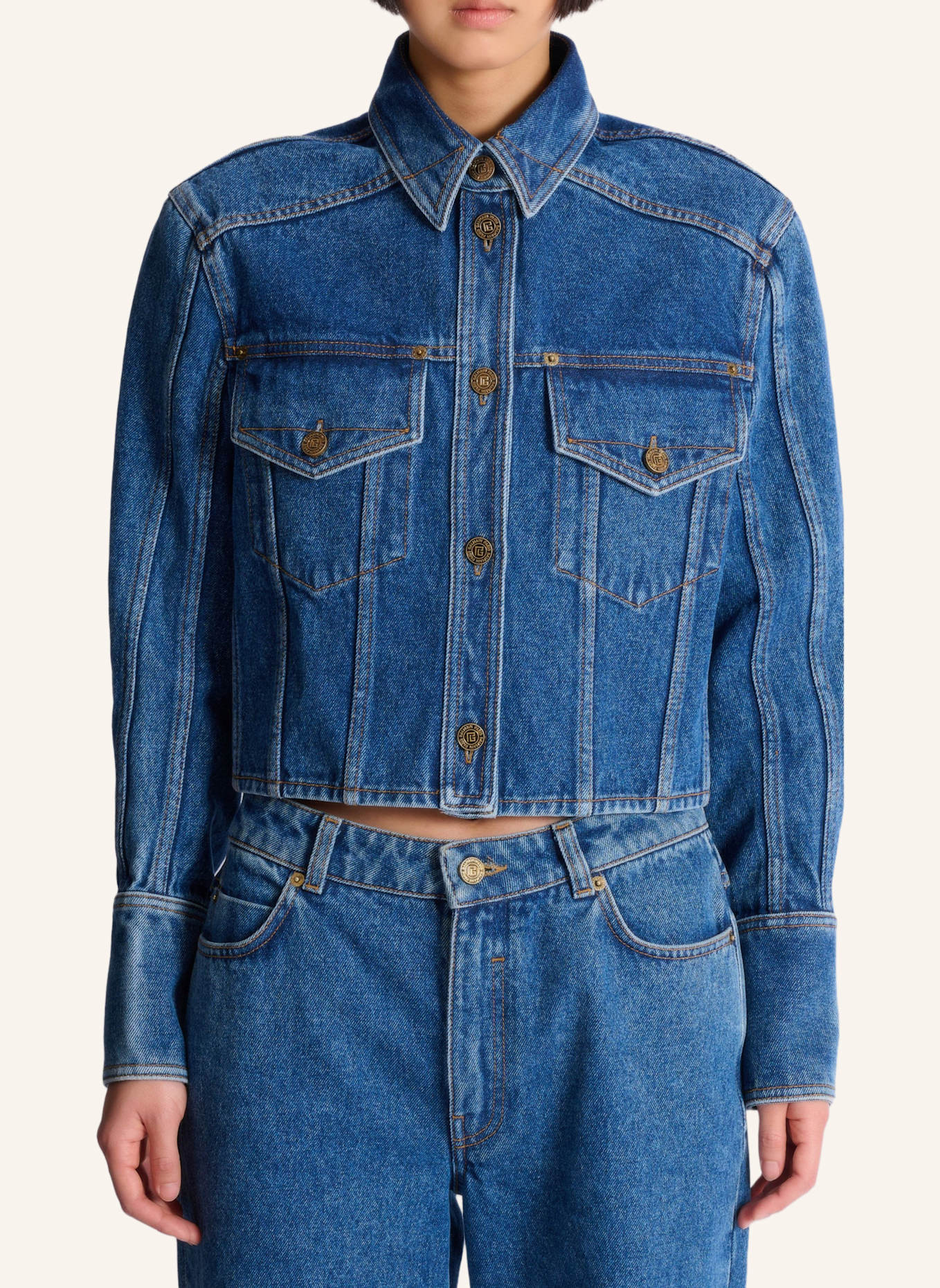 BALMAIN Kurze Jeansjacke: BLAU