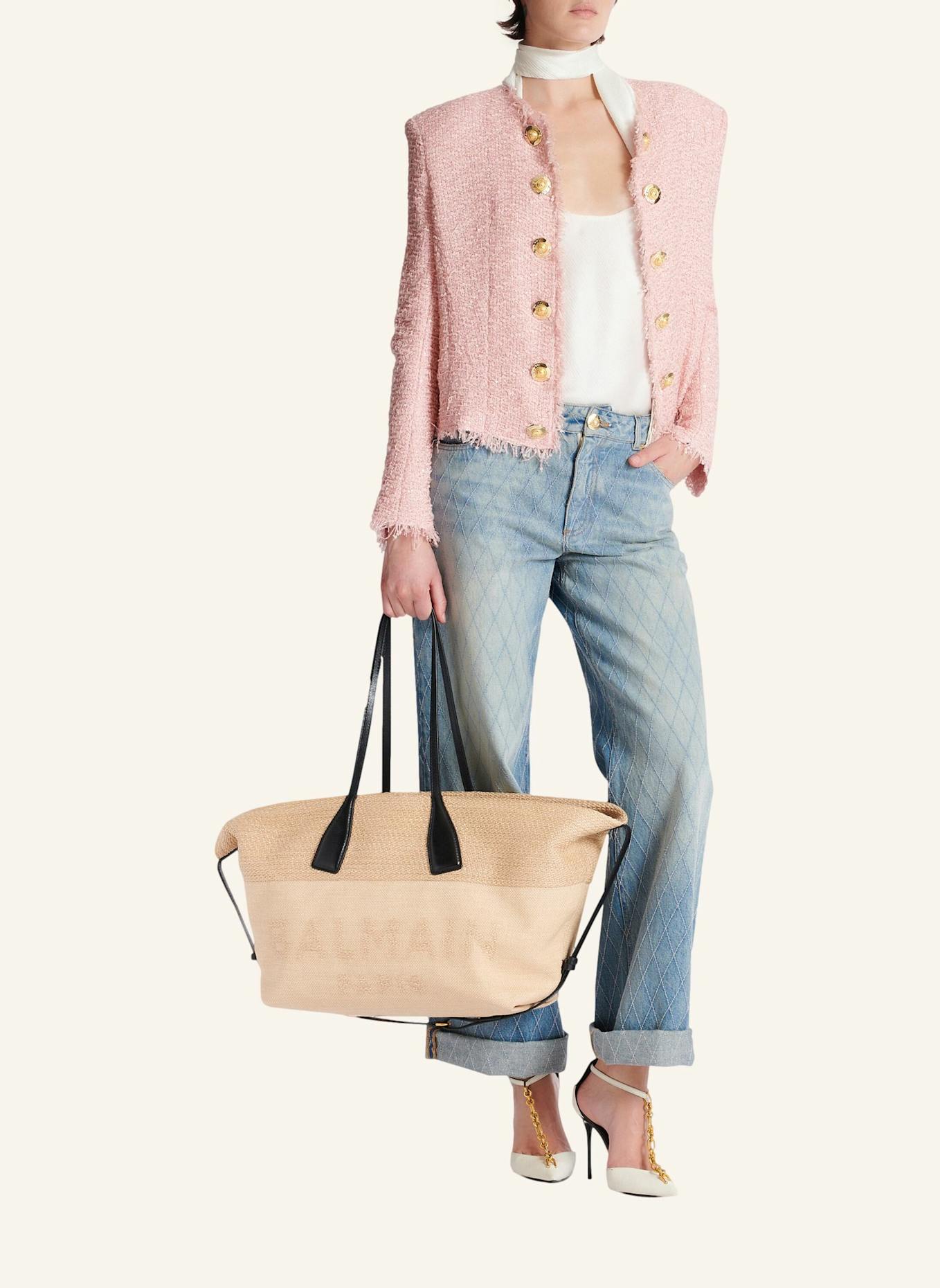 BALMAIN Shopper Track aus Bast: BRAUN