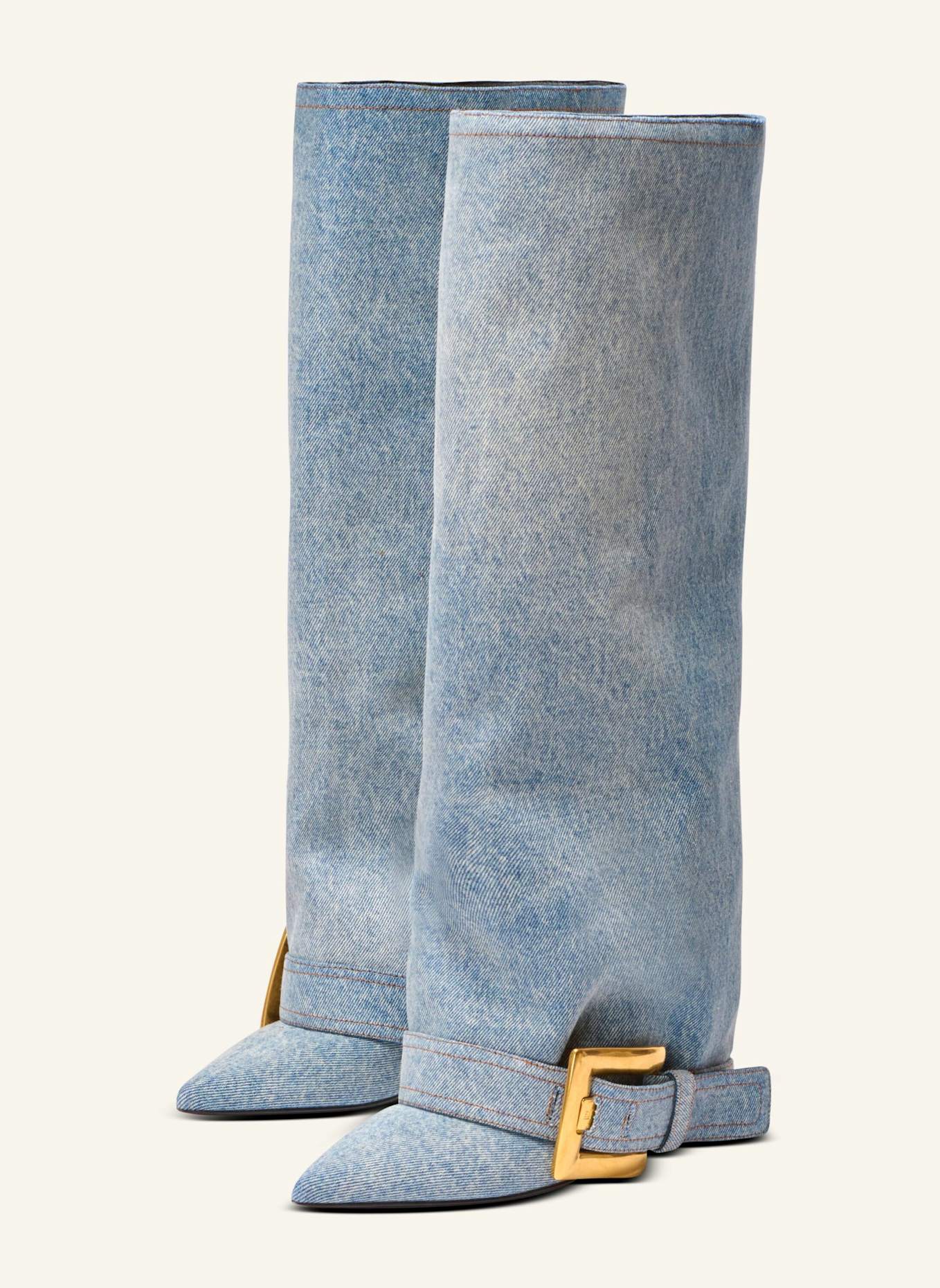 BALMAIN Stiefel Anthem aus Denim: BLAU