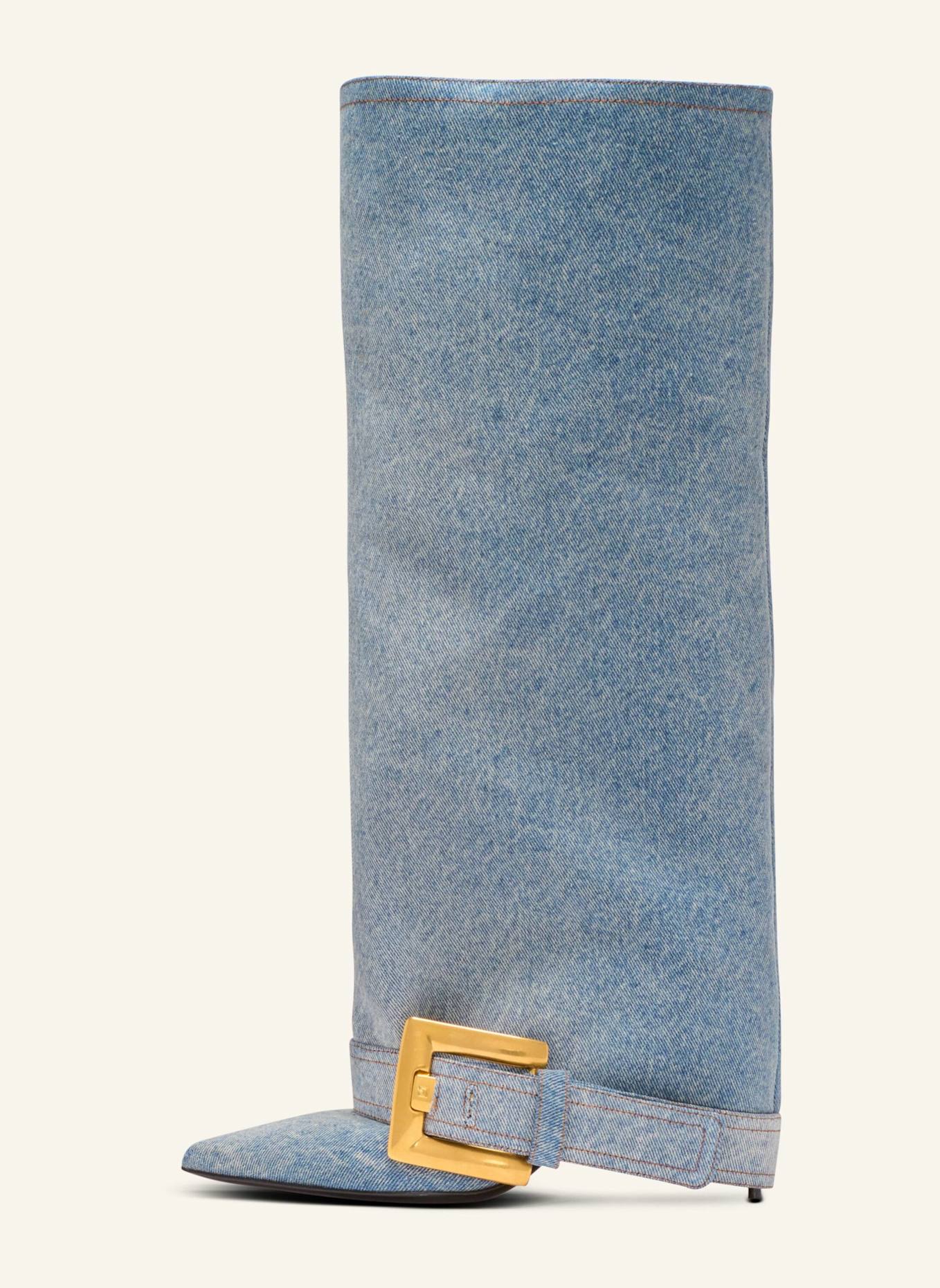 BALMAIN Stiefel Anthem aus Denim: BLAU