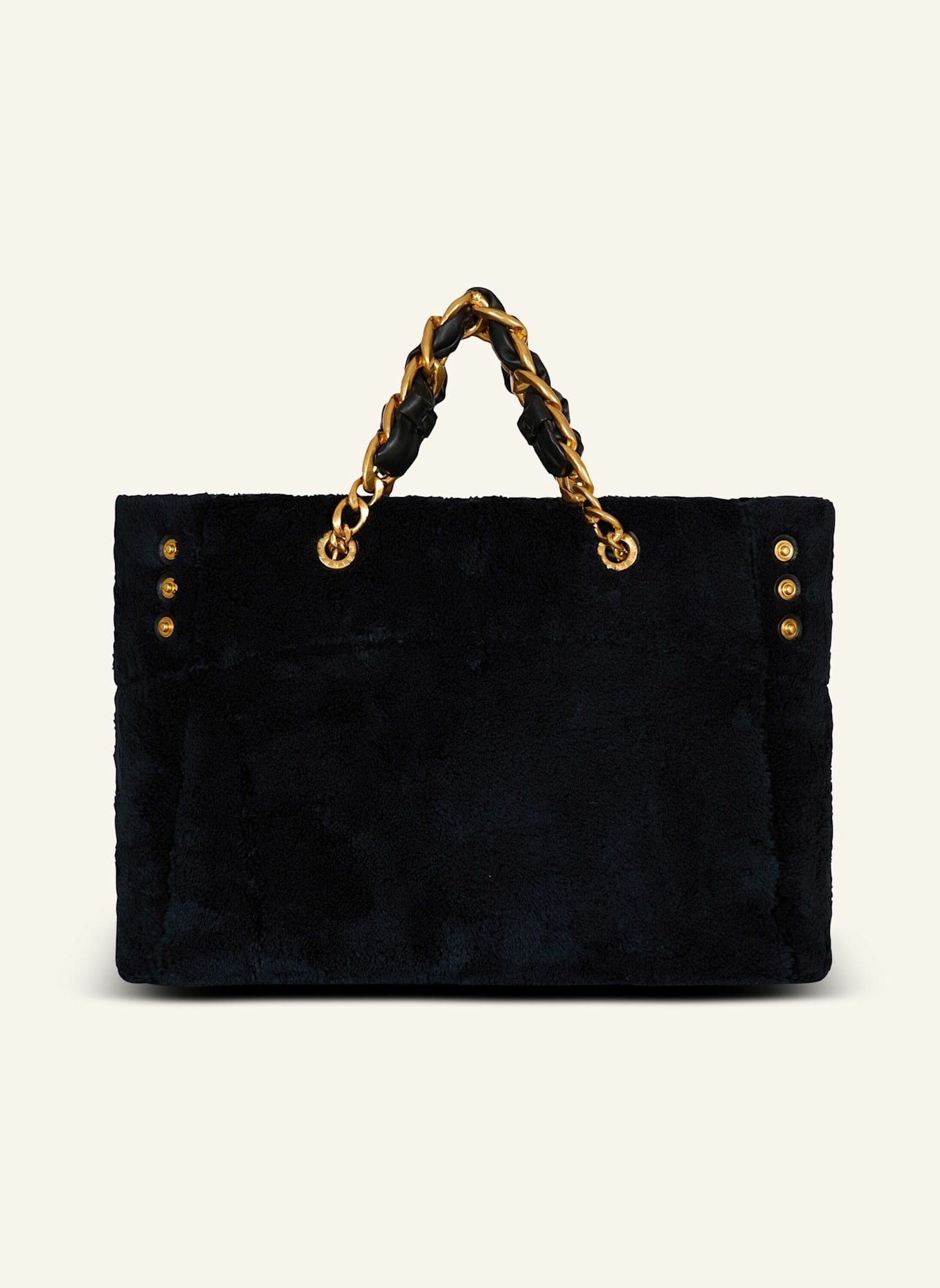 BALMAIN Shopper 1945 Soft aus Frottee: SCHWARZ