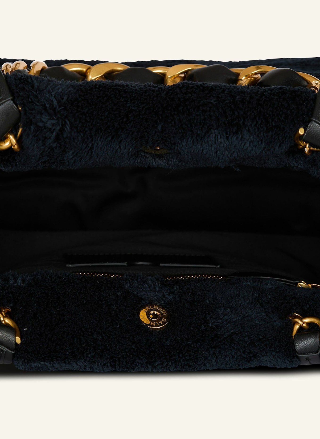 BALMAIN Shopper 1945 Soft aus Frottee: SCHWARZ