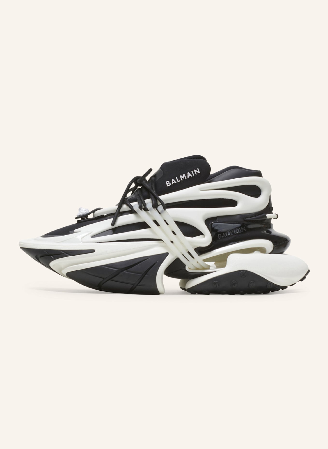 BALMAIN Sneakers Unicorn aus zweifarbigem Neopren und Leder: SCHWARZ