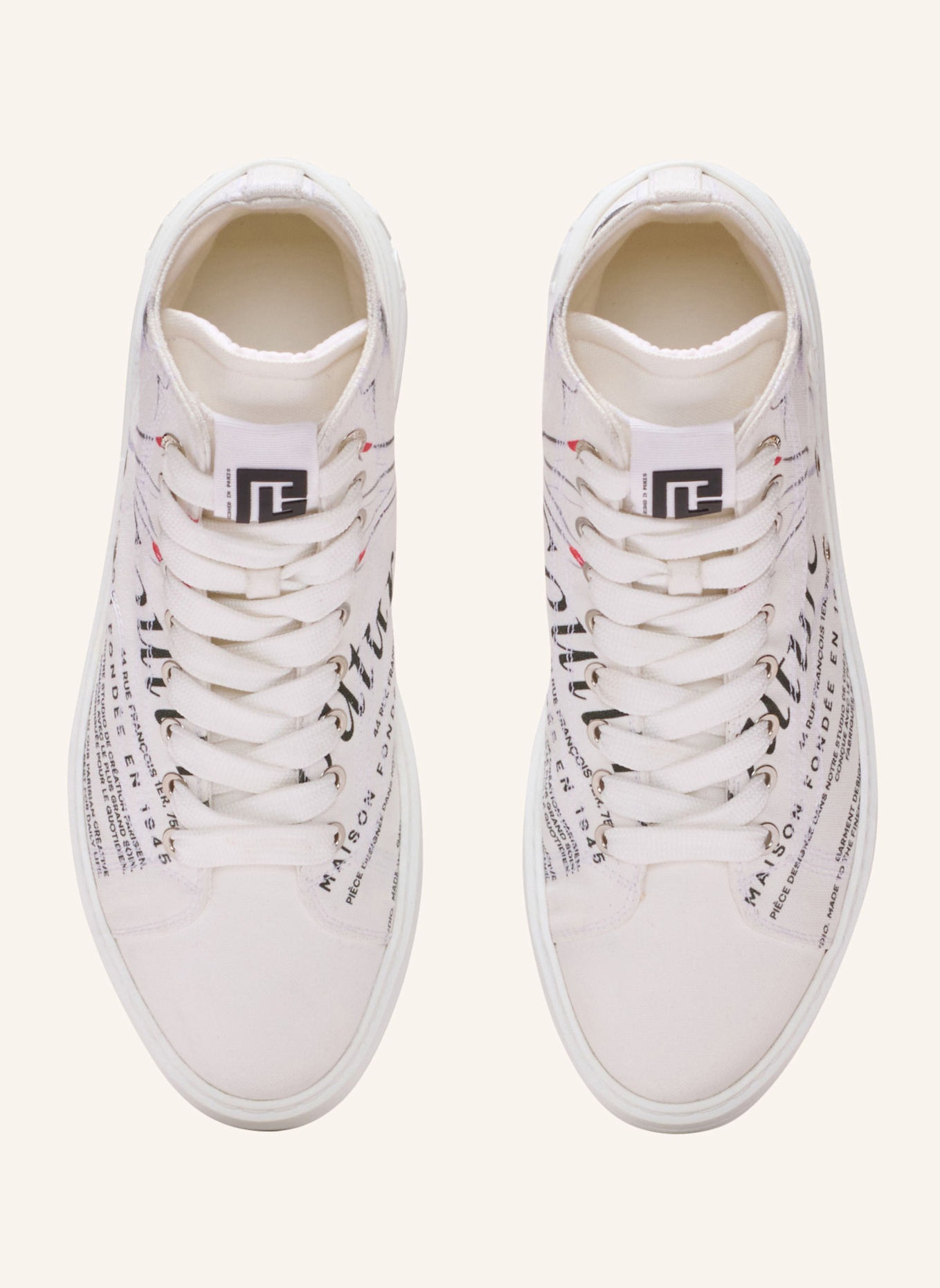 BALMAIN High-Top-Sneakers B-Court mit Balmain Beauty-Print: WEISS
