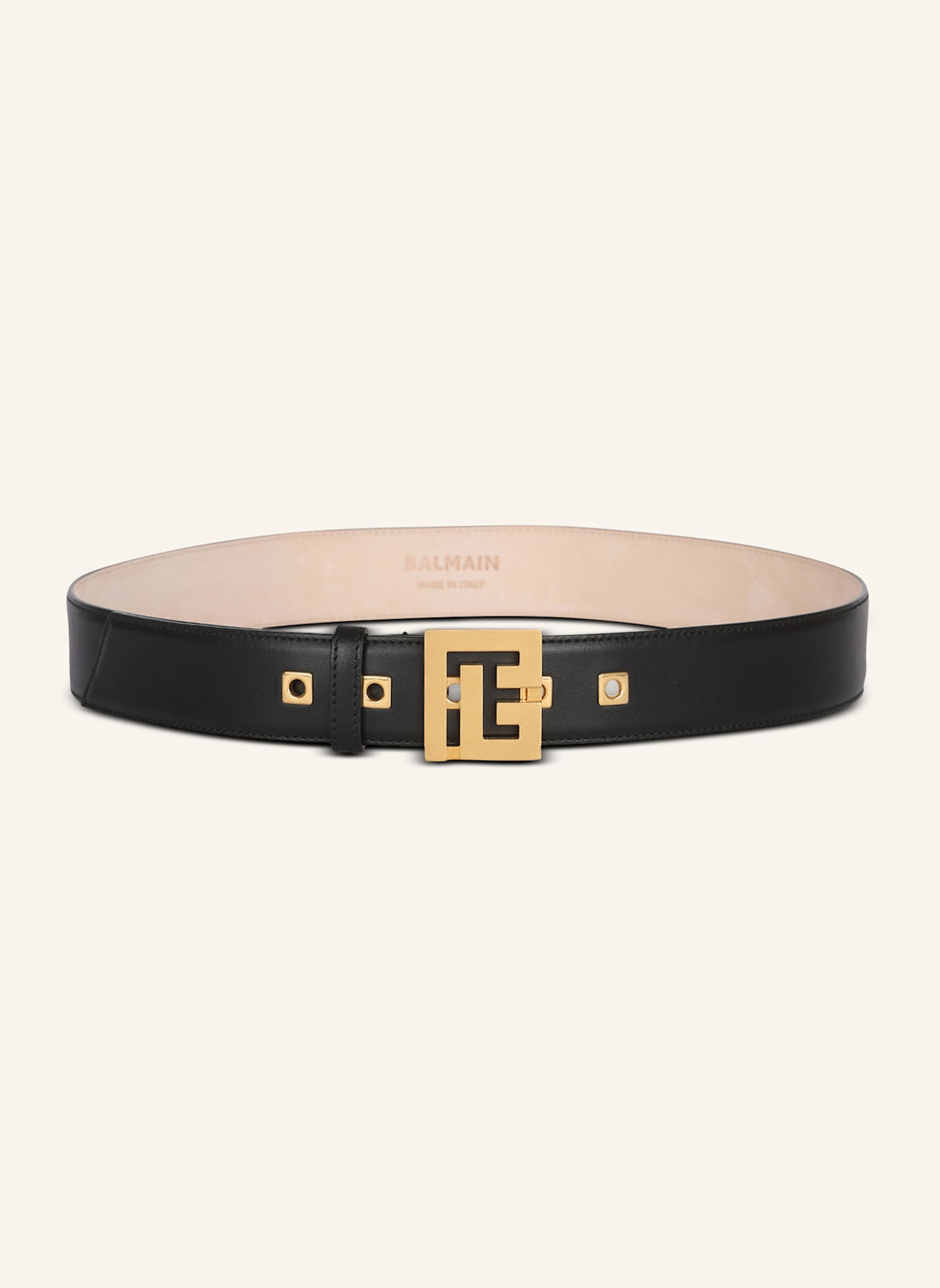 BALMAIN Gürtel P-Belt aus Leder: SCHWARZ