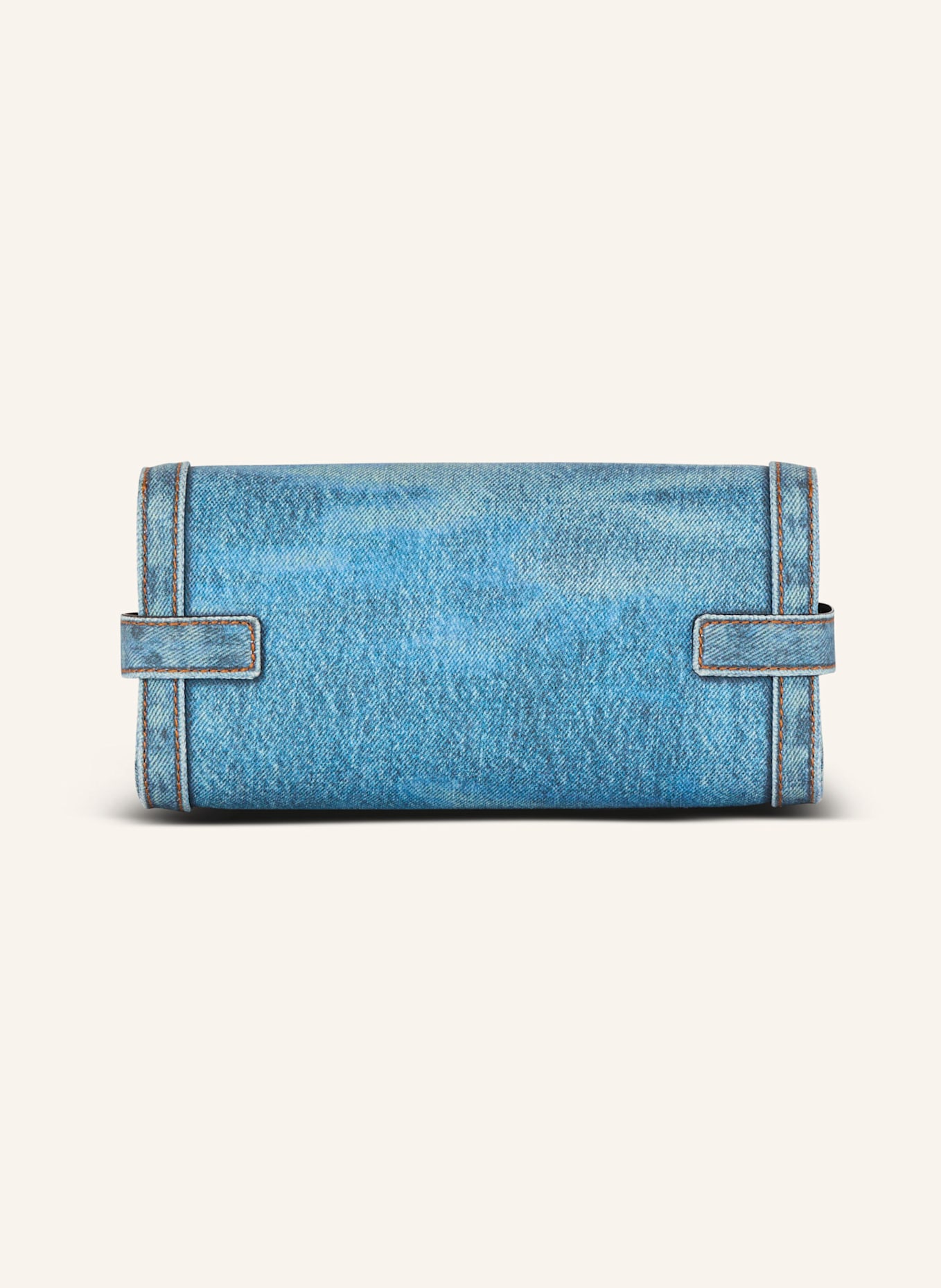 BALMAIN B-Buzz Pouch 23 aus Canvas mit Denim-Print: BLAU