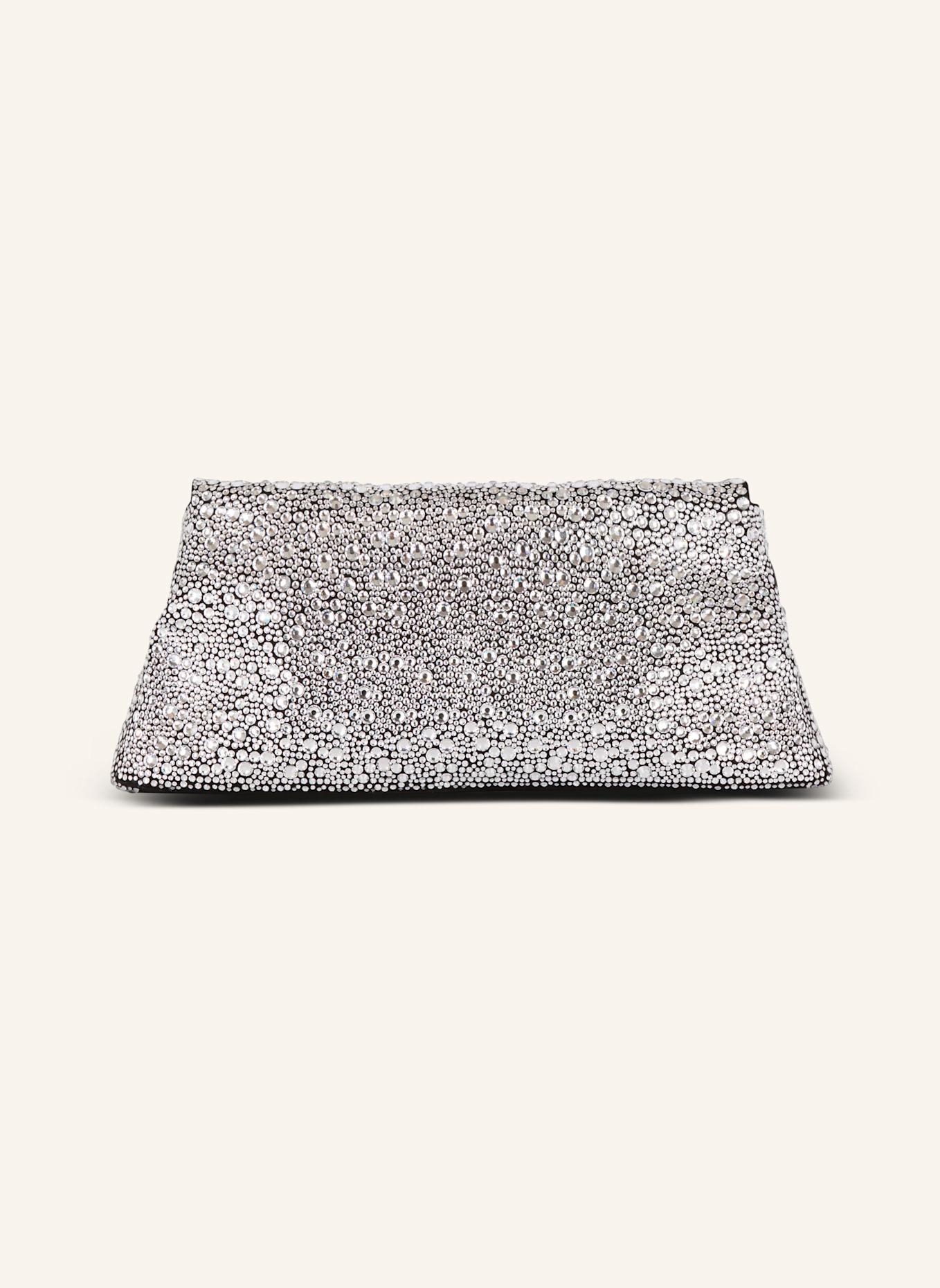 BALMAIN Clutch 1945 Soft aus Wildleder mit Strasssteinen: SILBER