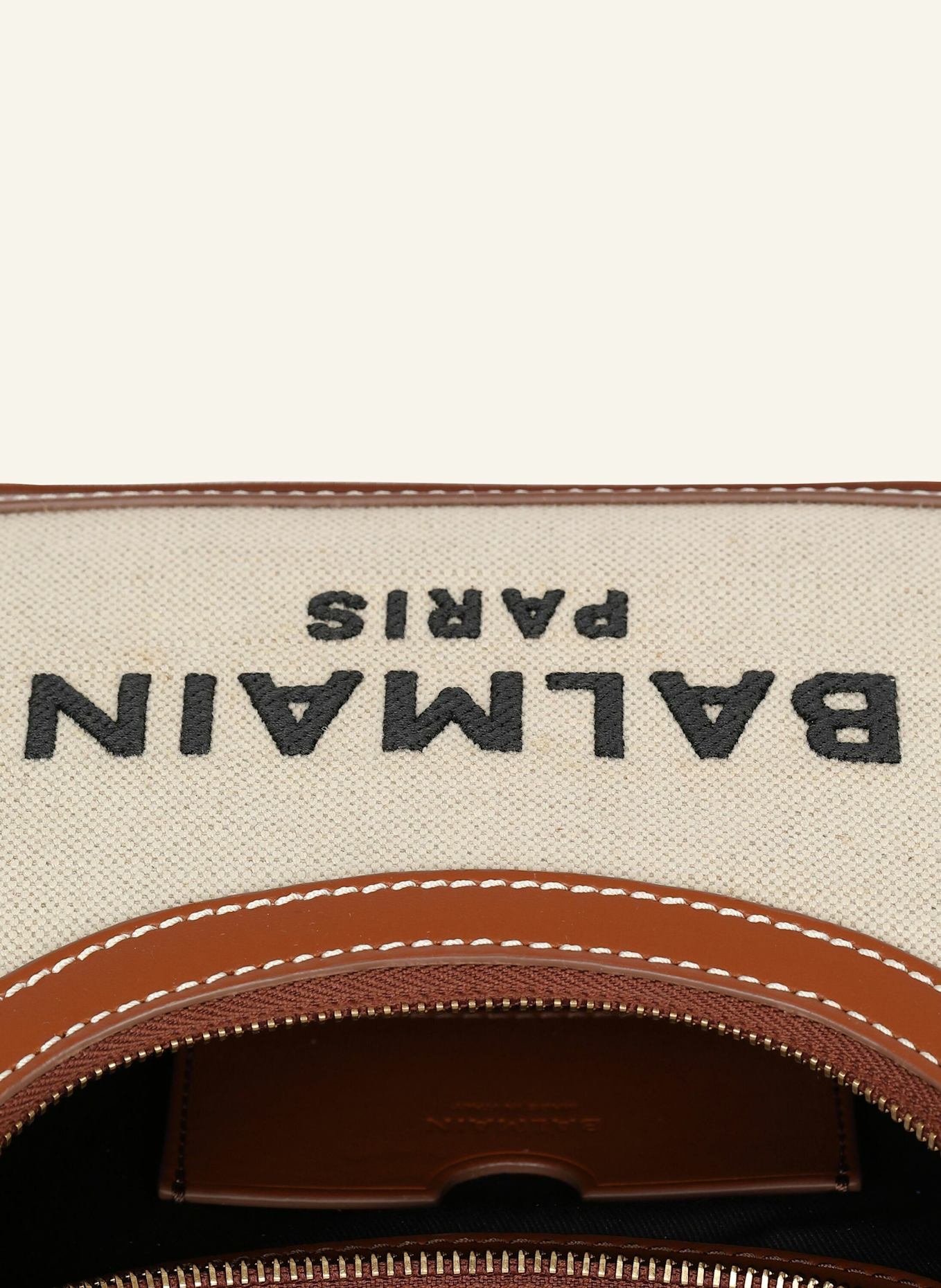 BALMAIN B-Army Schultertasche aus Canvas und Leder: KHAKI