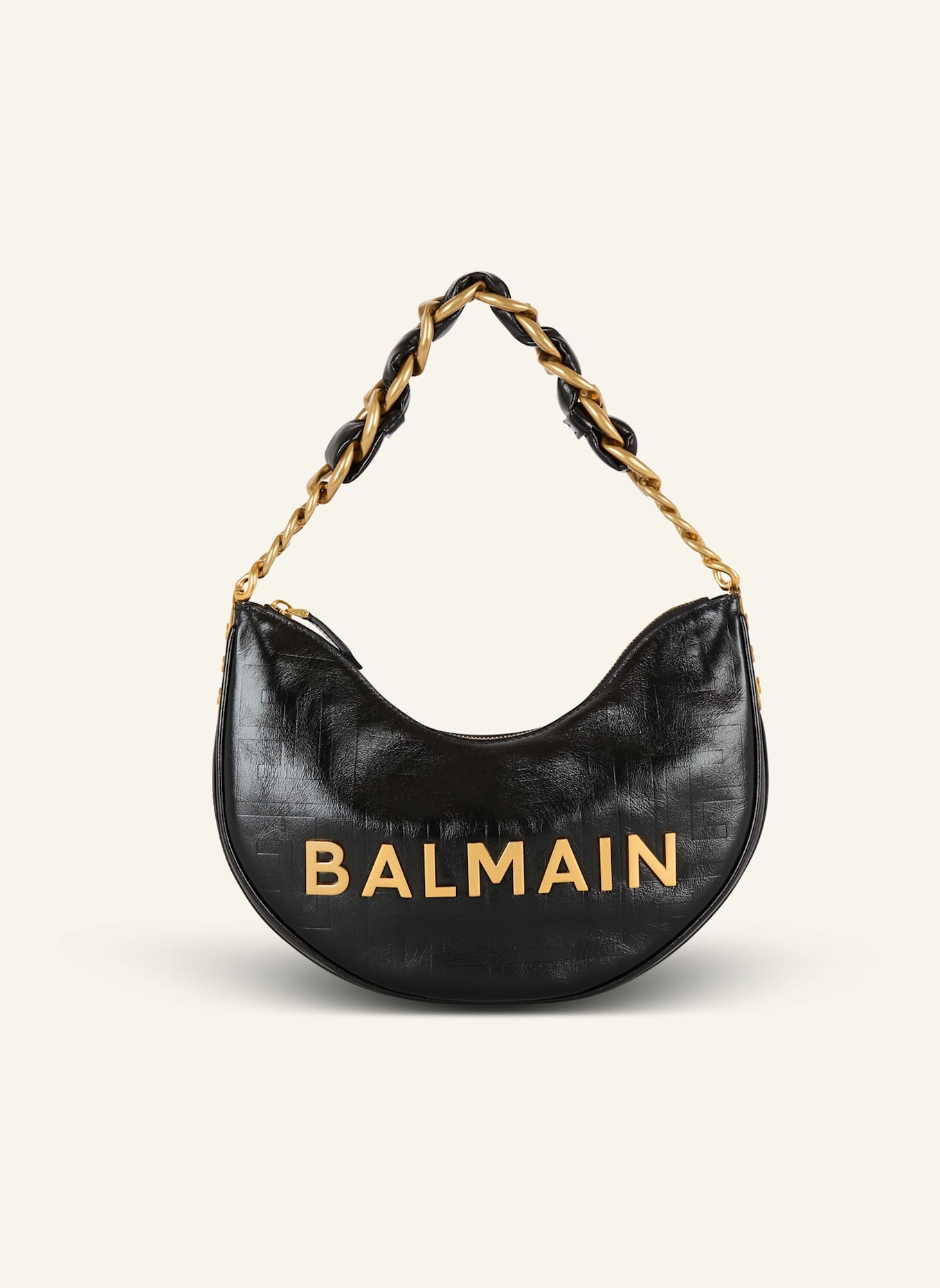 BALMAIN Tasche 1945 Soft Moon aus geknittertem Kalbsleder: SCHWARZ