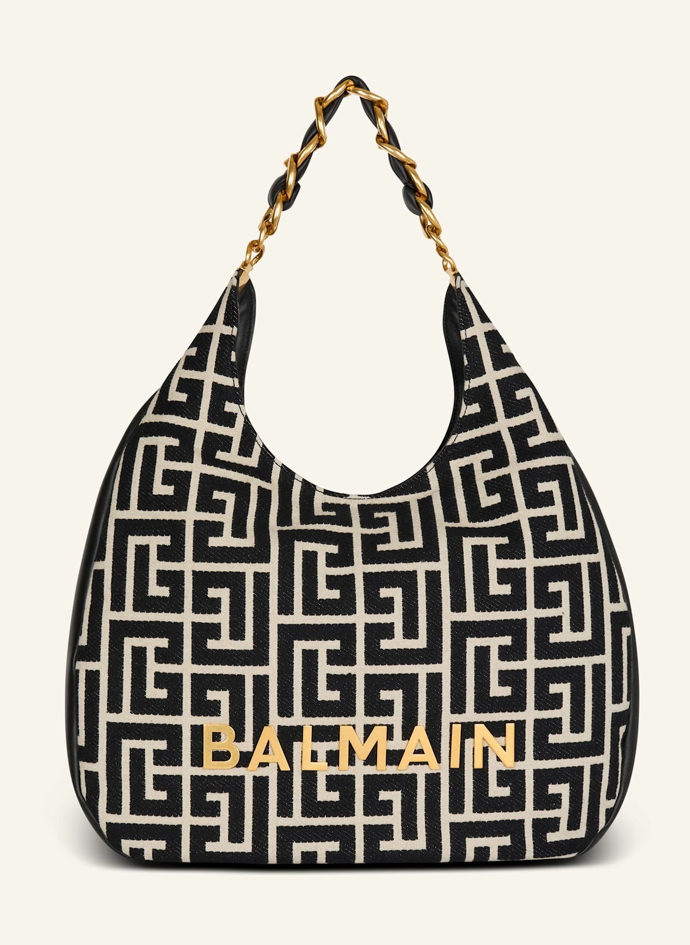 BALMAIN Großer Shopper 1945 Soft Hobo mit Monogramm-Muster: SCHWARZ