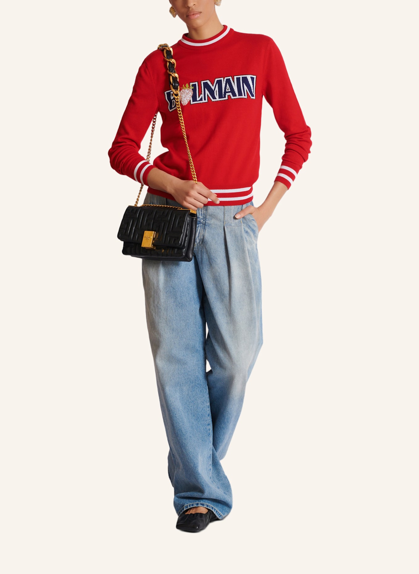 BALMAIN Kleine Tasche 1945 Soft aus gestepptem Leder: SCHWARZ