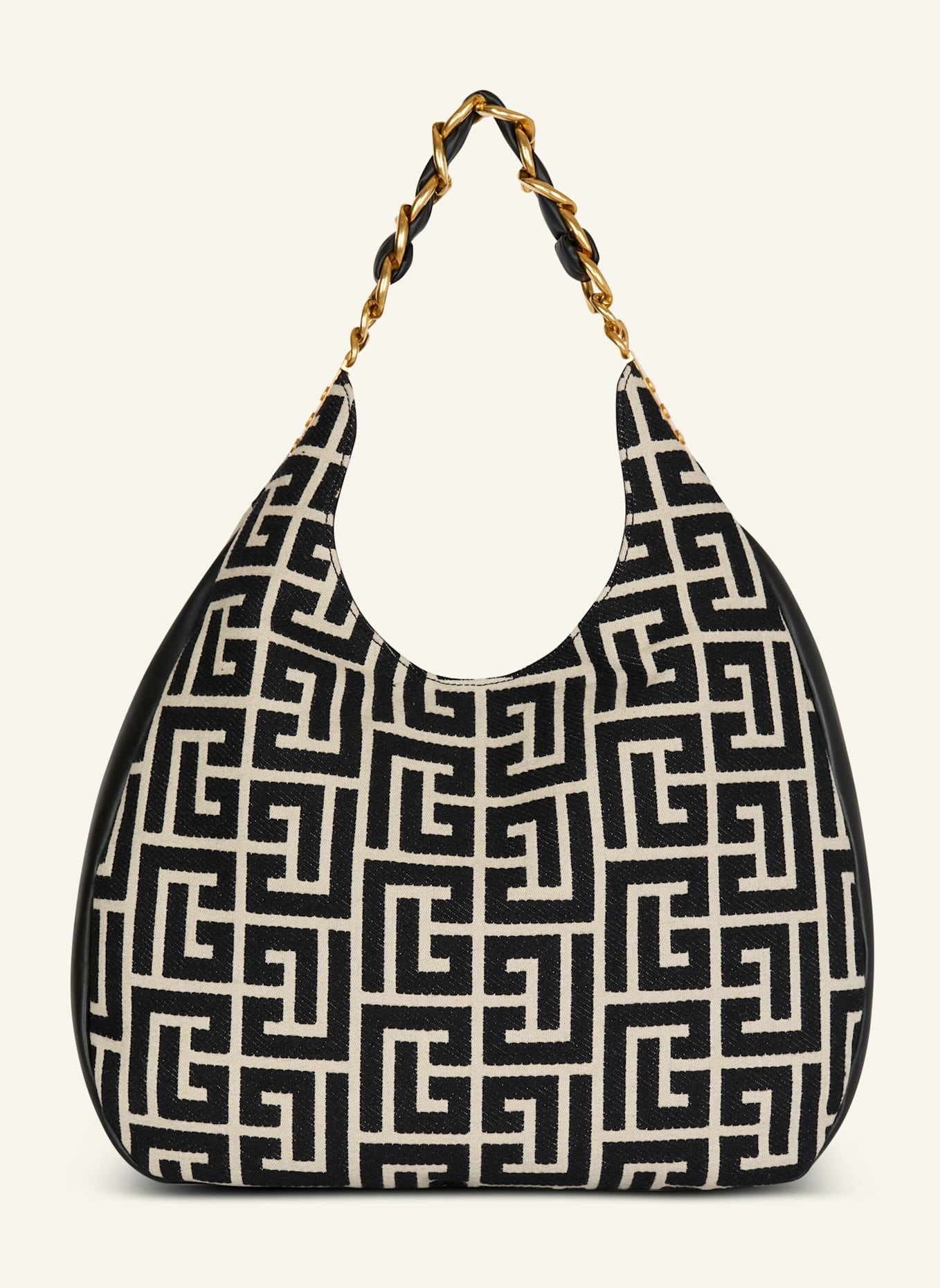 BALMAIN Großer Shopper 1945 Soft Hobo mit Monogramm-Muster: SCHWARZ