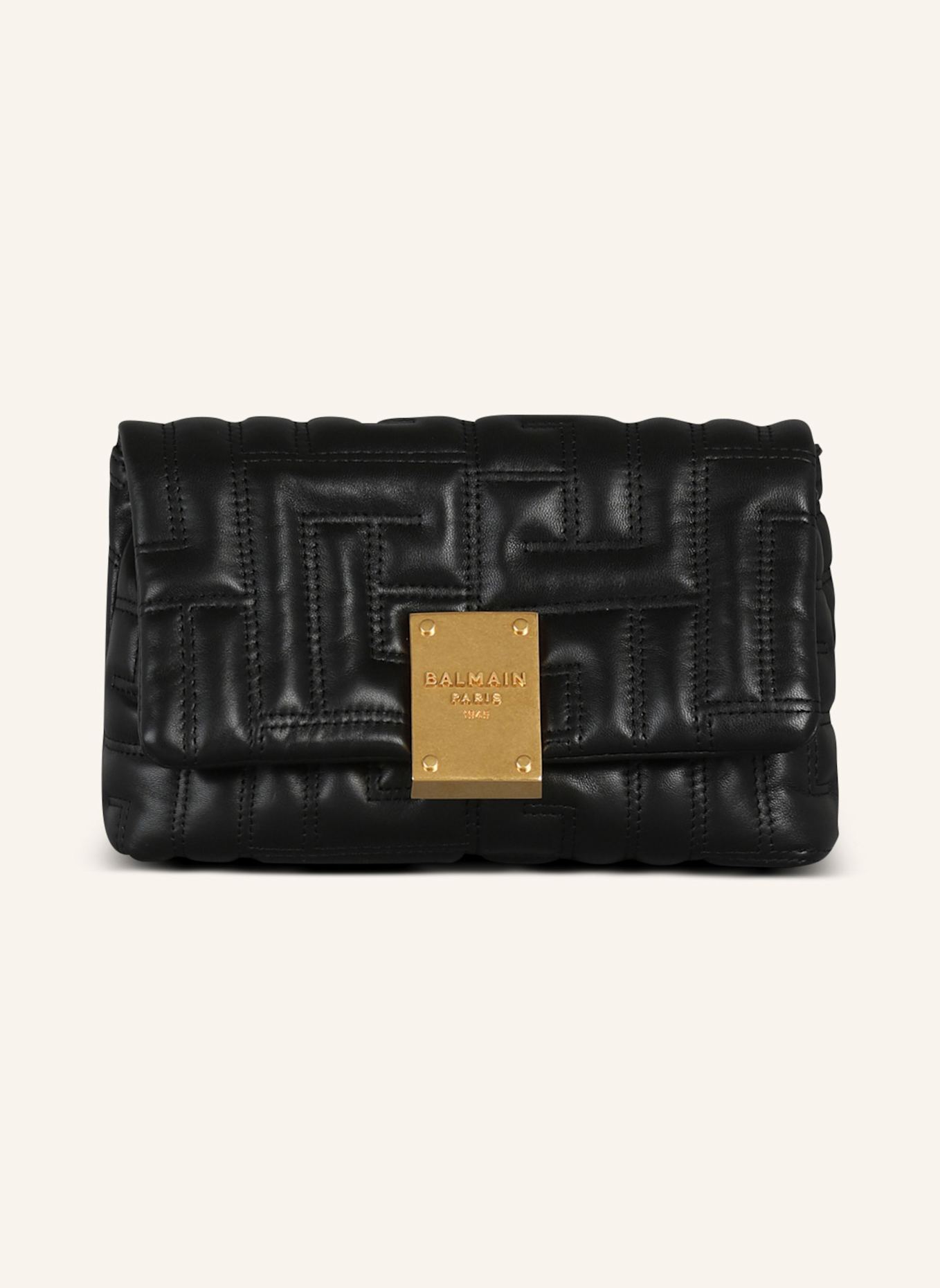 BALMAIN Mini-Tasche 1945 Soft aus gestepptem Leder: SCHWARZ