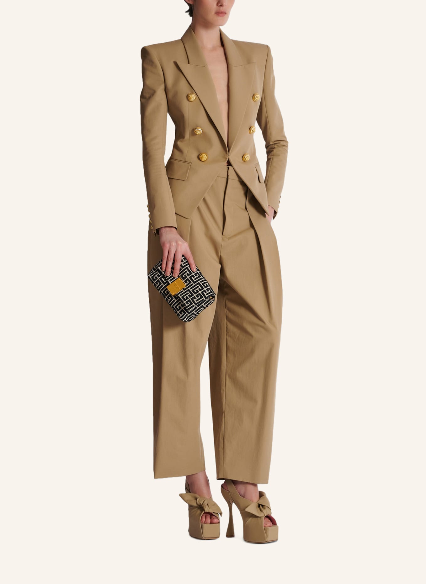 BALMAIN Mini-Tasche 1945 Soft mit Jacquard-Monogramm: SCHWARZ