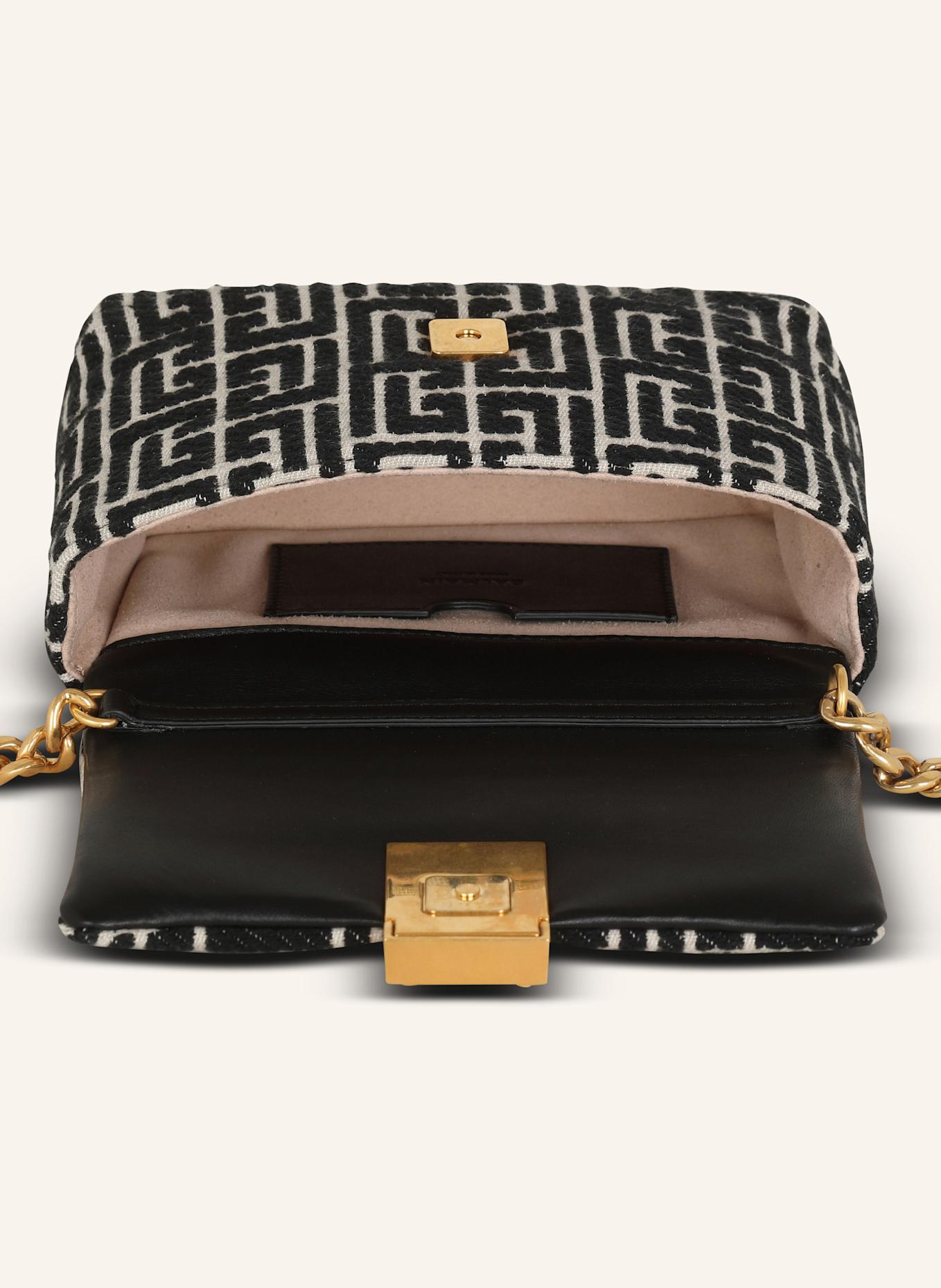 BALMAIN Mini-Tasche 1945 Soft mit Jacquard-Monogramm: SCHWARZ