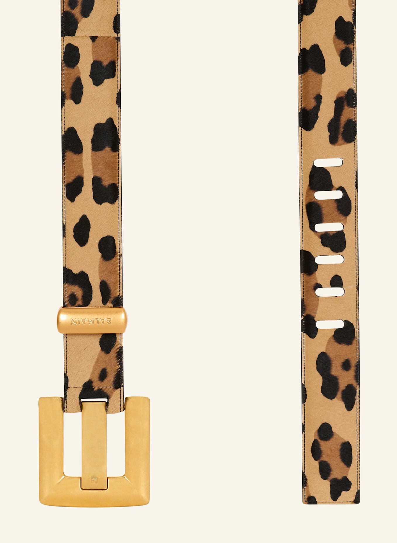 BALMAIN Anthem Ledergürtel mit Leoparden-Print: KHAKI