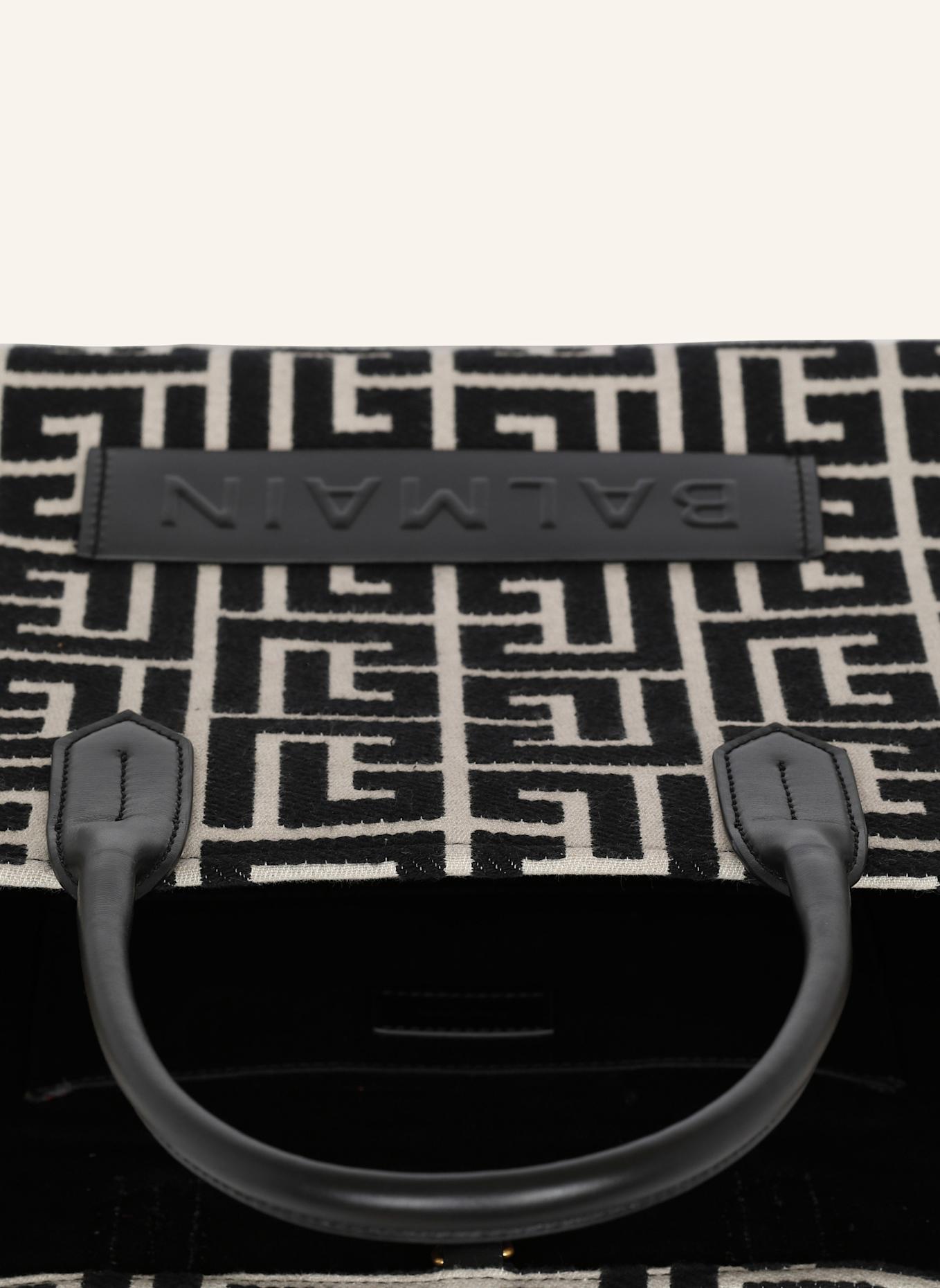 BALMAIN Shopper B-Army 42 aus Monogramm-Jacquard und Leder: SCHWARZ