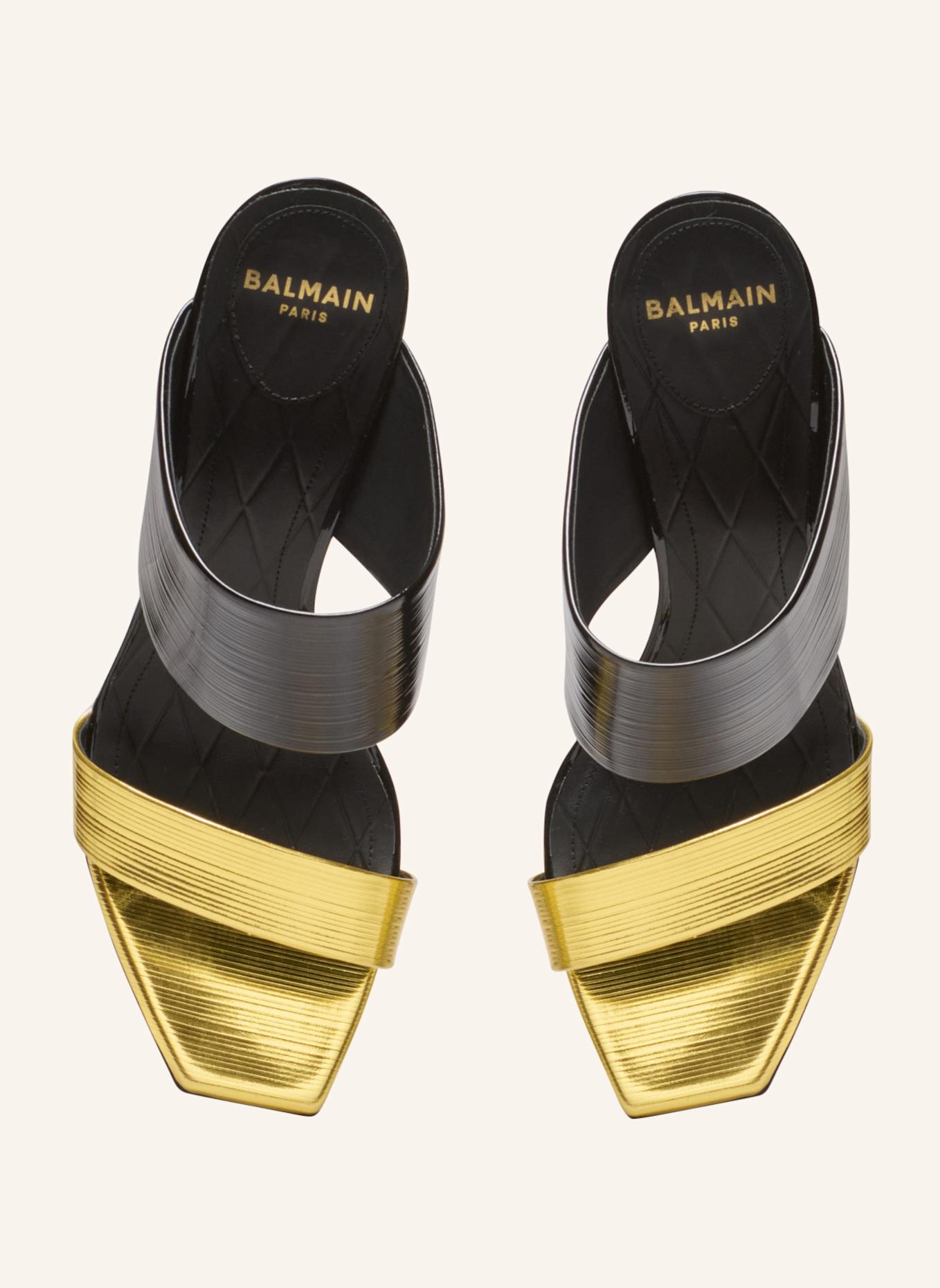 BALMAIN Pantoletten PB aus gestreiftem Leder: SCHWARZ