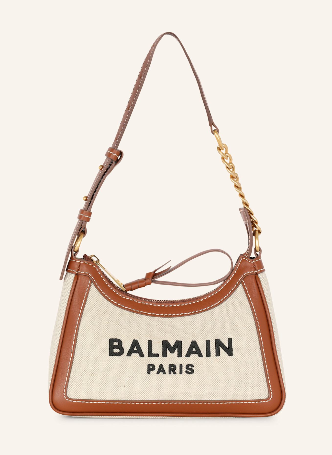 BALMAIN Tasche B-Army aus Canvas mit Ledereinsätzen: KHAKI