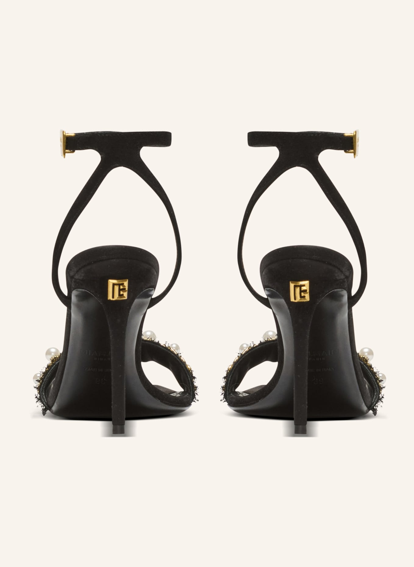 BALMAIN Sandalen PB aus Wildleder: SCHWARZ