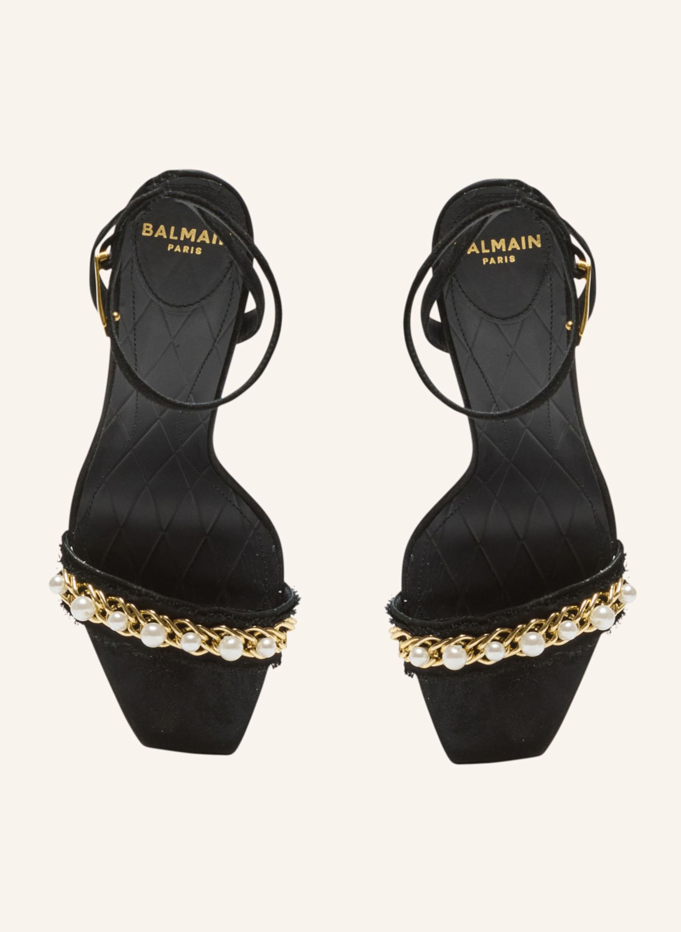 BALMAIN Sandalen PB aus Wildleder: SCHWARZ