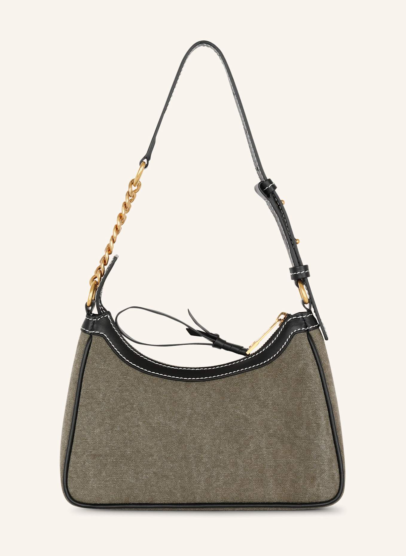 BALMAIN Tasche B-Army aus Canvas mit Ledereinsätzen: GRÜN