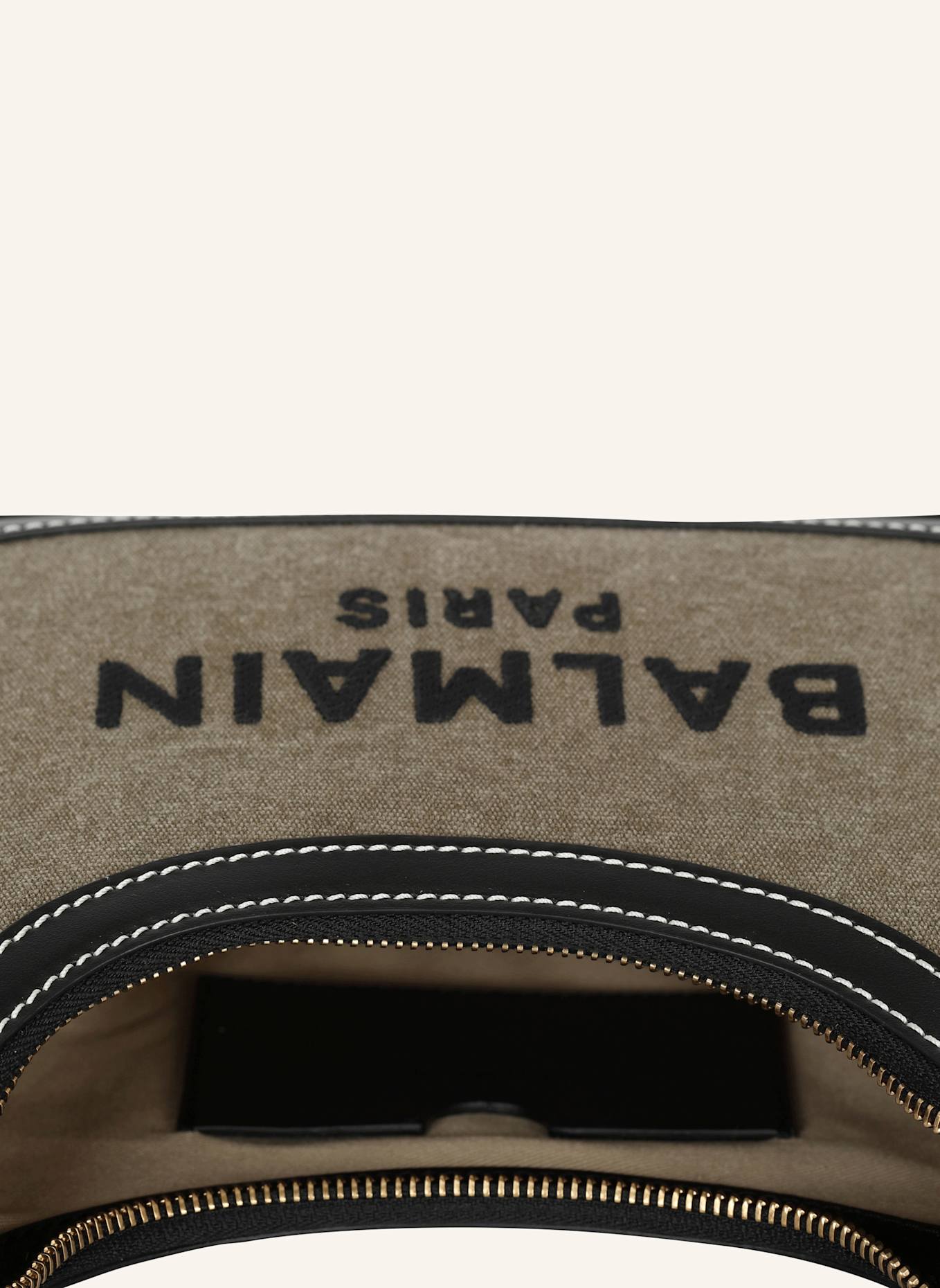 BALMAIN Tasche B-Army aus Canvas mit Ledereinsätzen: GRÜN