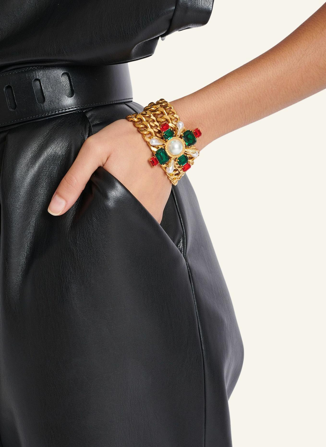 BALMAIN Barockes Armband mit Ketten und Perlen: NUDE