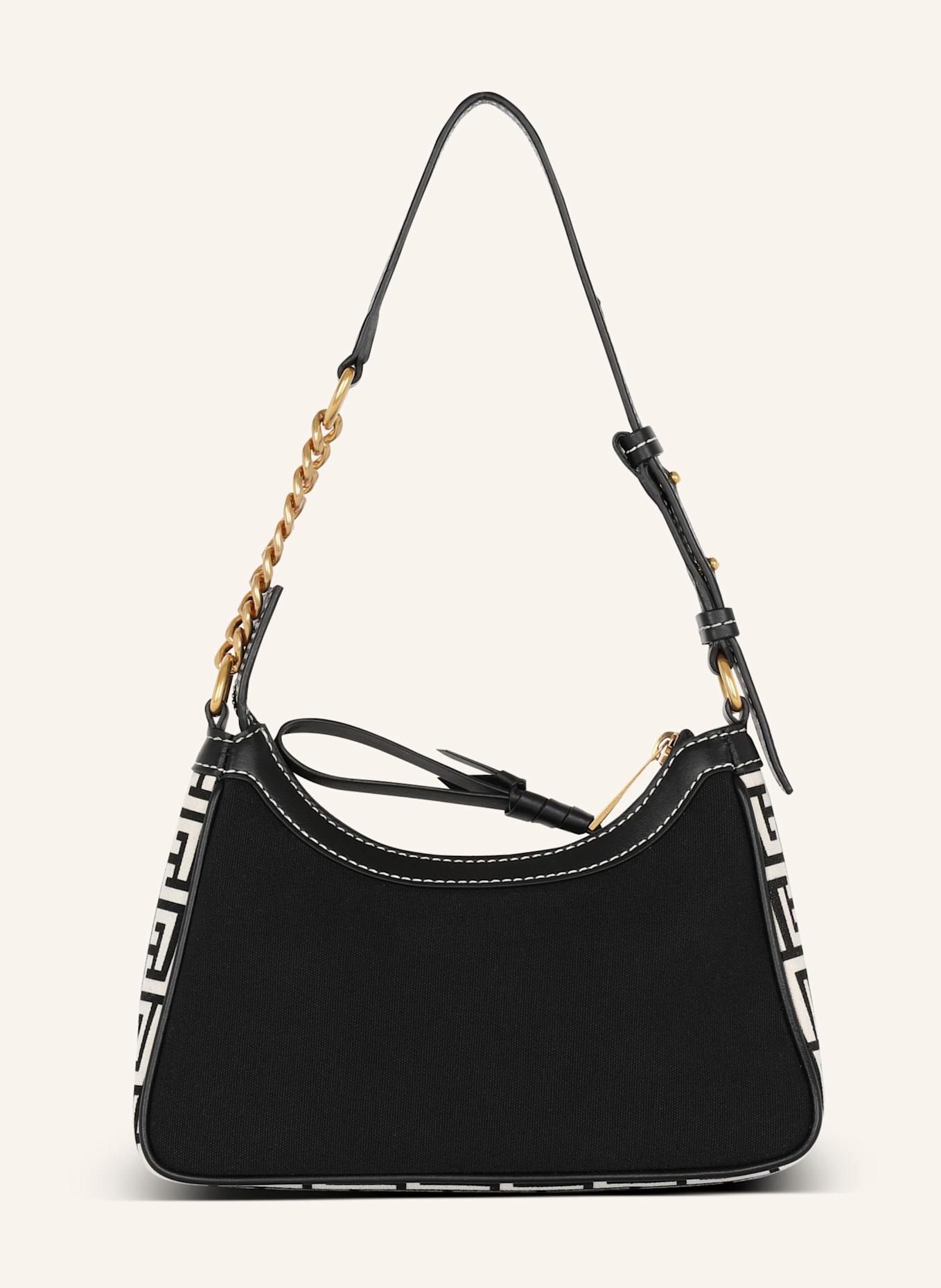 BALMAIN Handtasche B-Army aus Monogramm-Canvas und Glattleder: SCHWARZ