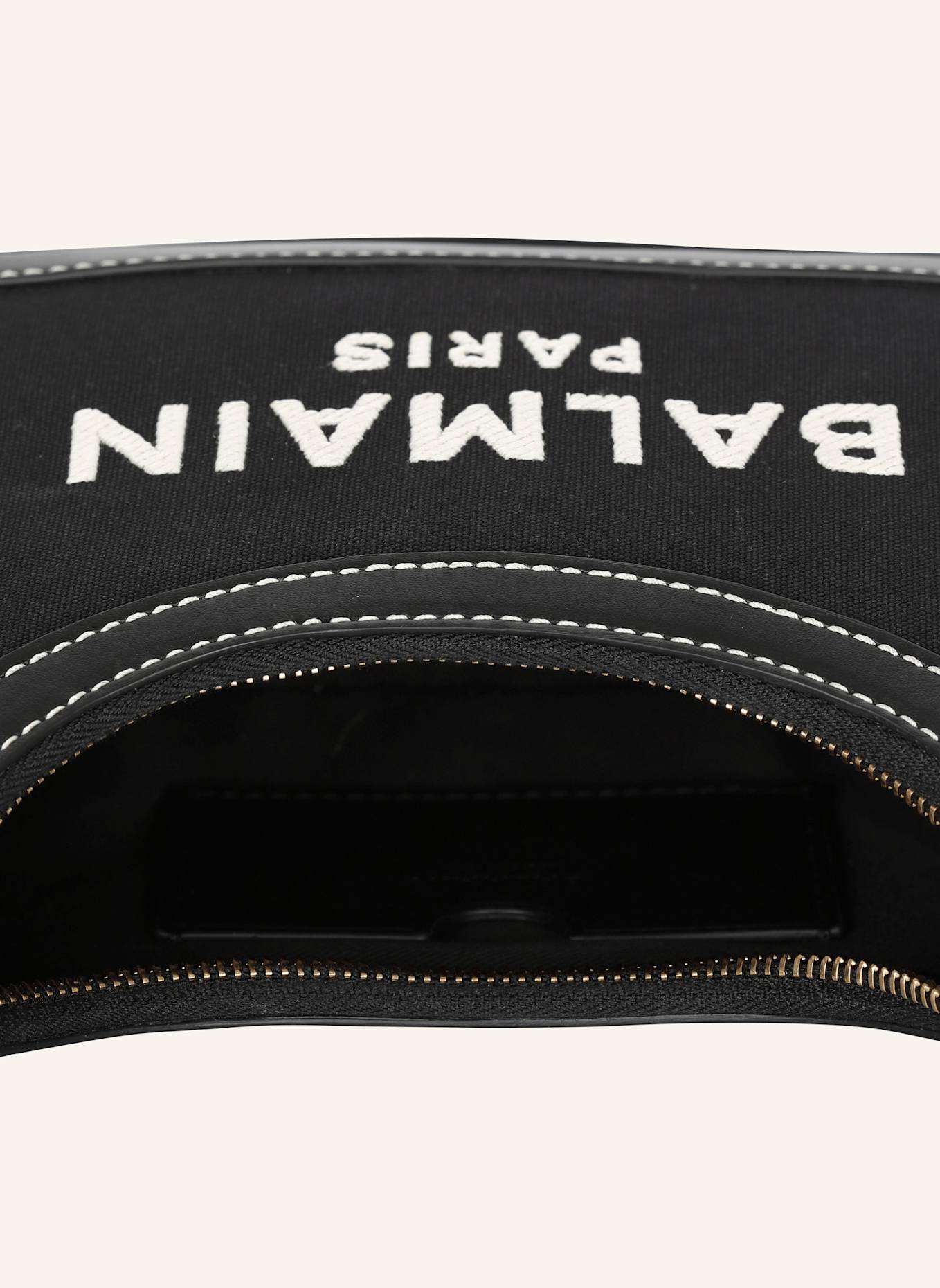 BALMAIN Handtasche B-Army aus Monogramm-Canvas und Glattleder: SCHWARZ