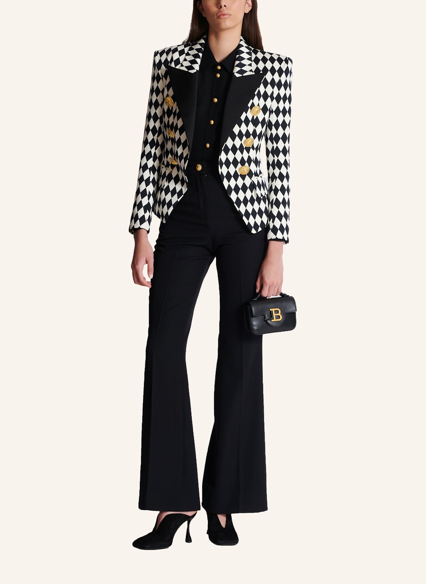 BALMAIN Mini-Tasche B-Buzz aus Leder: SCHWARZ