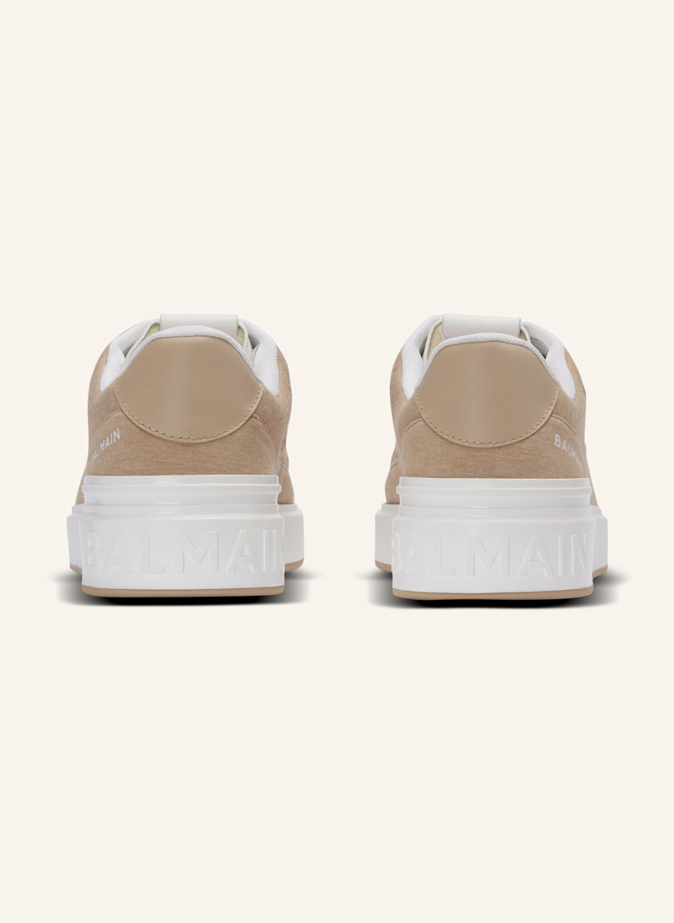 BALMAIN Sneakers B-Court Skate aus Molton und Kalbsleder: KHAKI