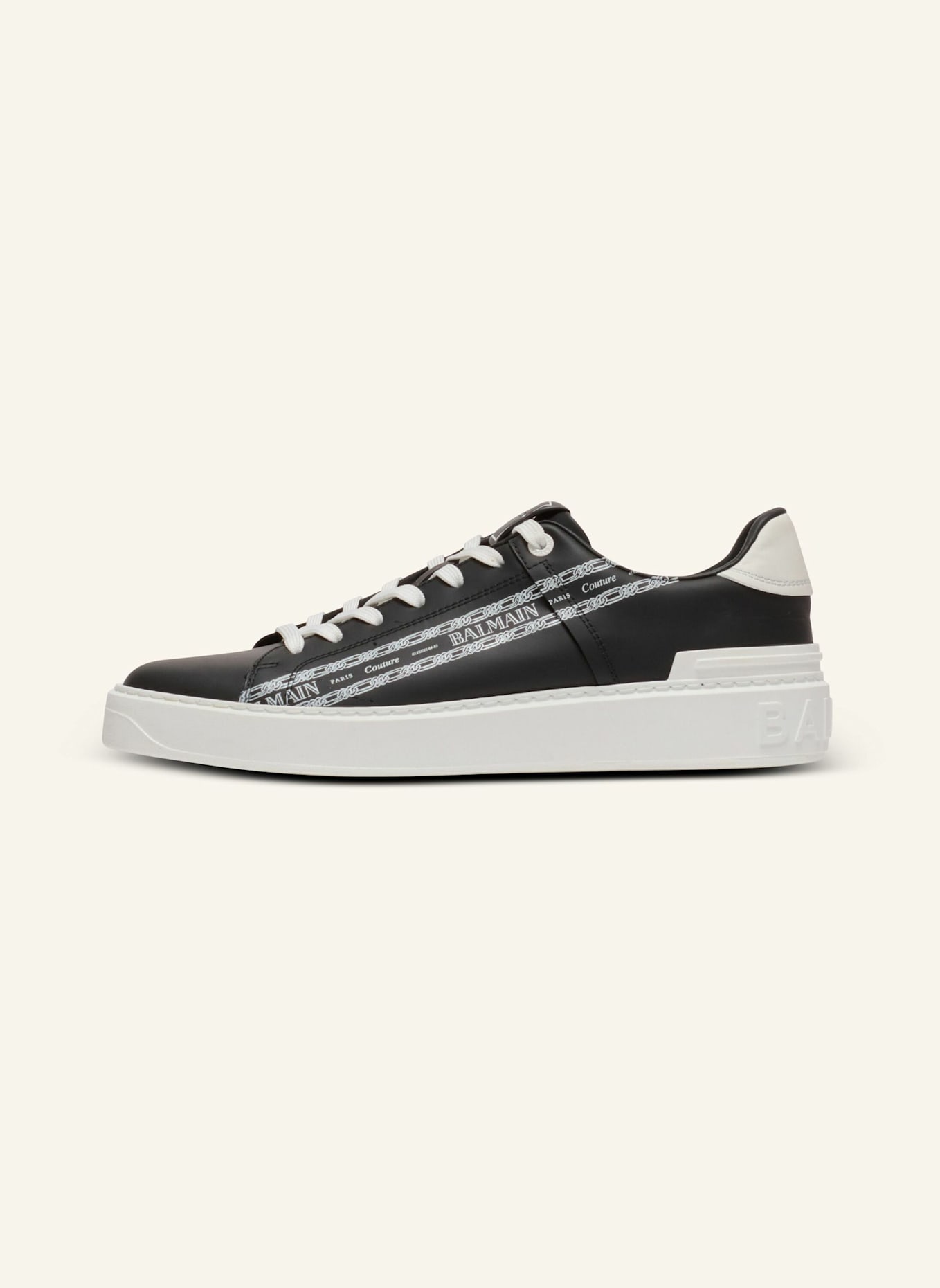 BALMAIN Sneakers B-Court aus bedrucktem Kalbsleder: SCHWARZ