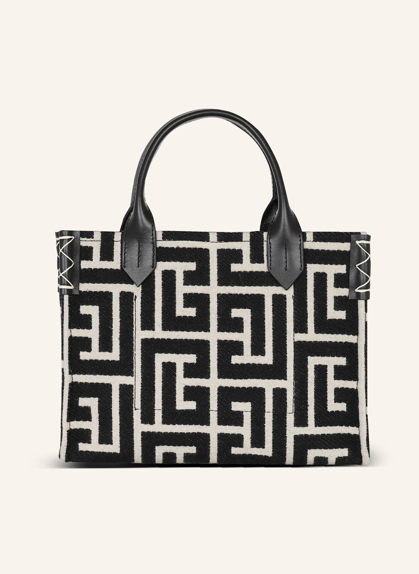 BALMAIN Shopper B-Army aus Monogramm-Jacquard und Leder: SCHWARZ