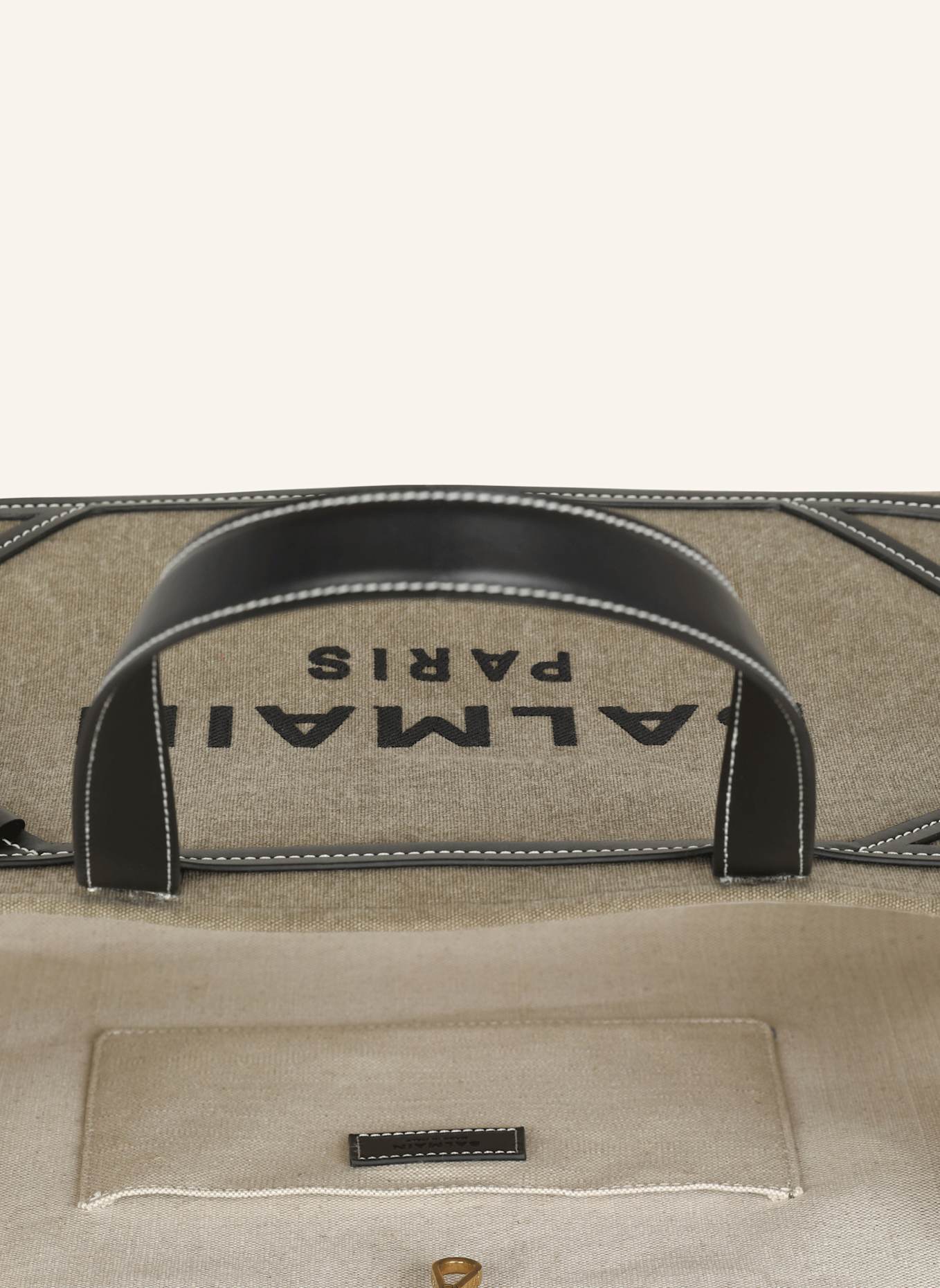 BALMAIN Shopper B-Army 42 aus Canvas mit Lederdetails: GRÜN