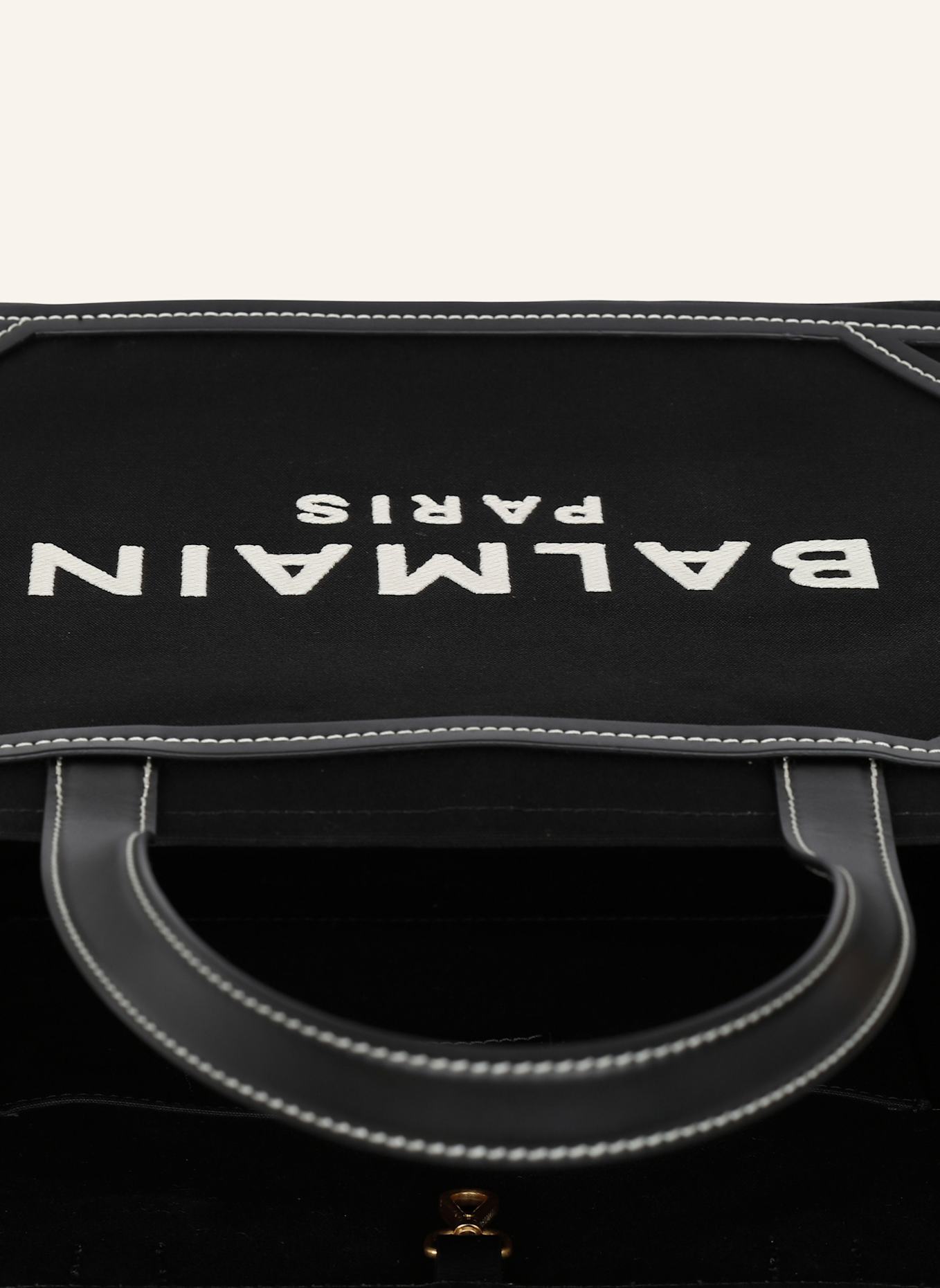 BALMAIN Shopper B-Army 42 aus Monogramm-Canvas und Glattleder: SCHWARZ